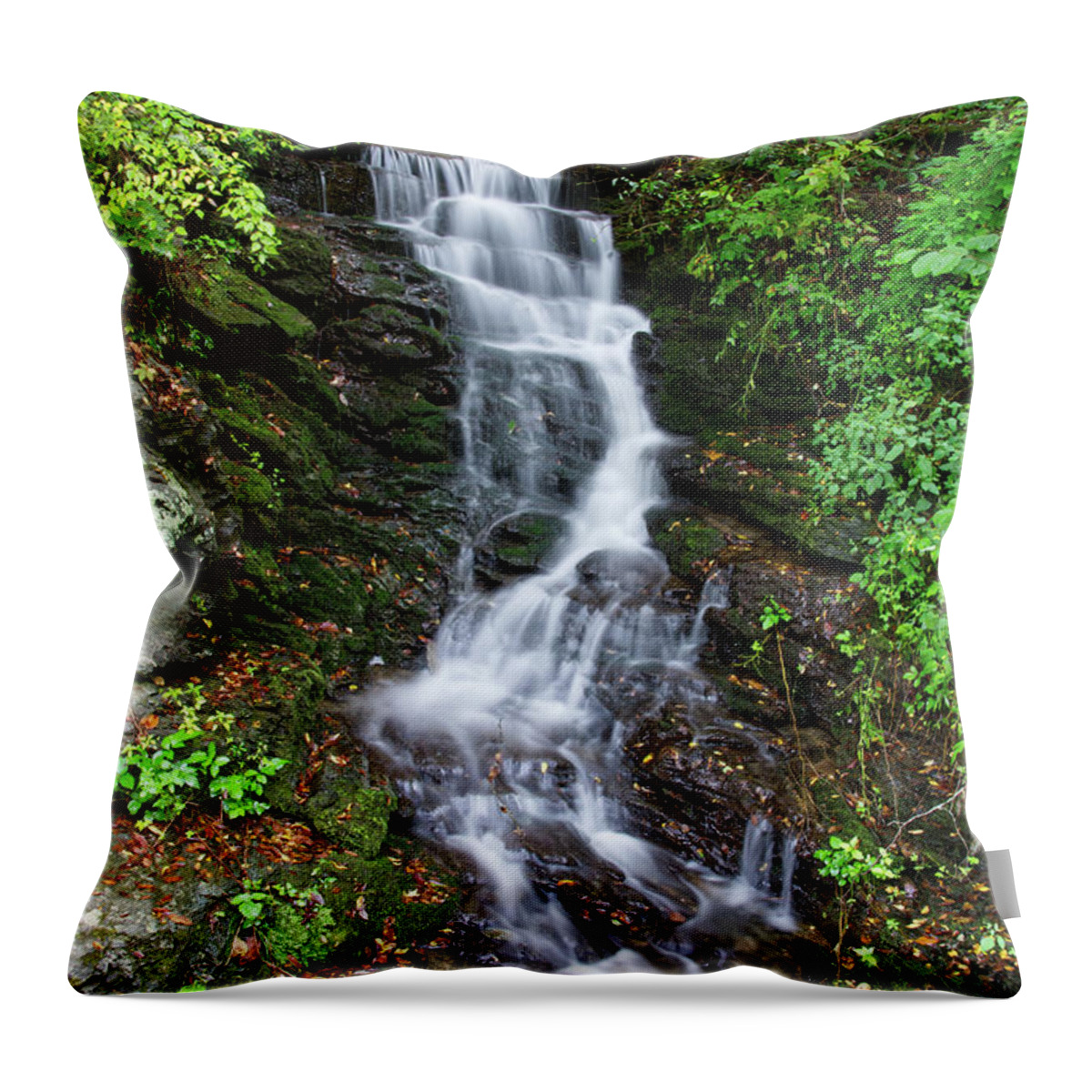 Roadside Throw Pillow featuring the digital art Roadside Waterfall 4 by Phil Perkins