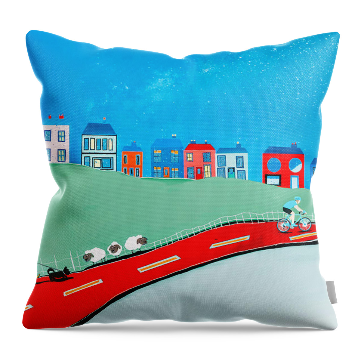 Hillside Village Throw Pillow featuring the digital art Robs Hill by John Mckenzie