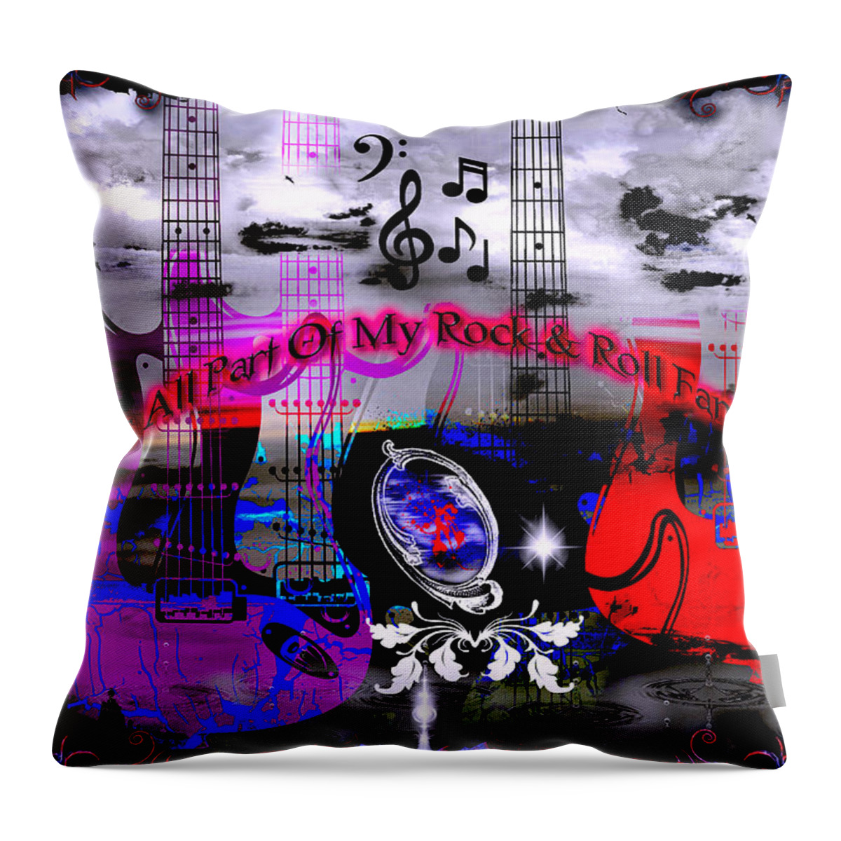 Rock Throw Pillow featuring the digital art Rock And Roll Fantasy by Michael Damiani