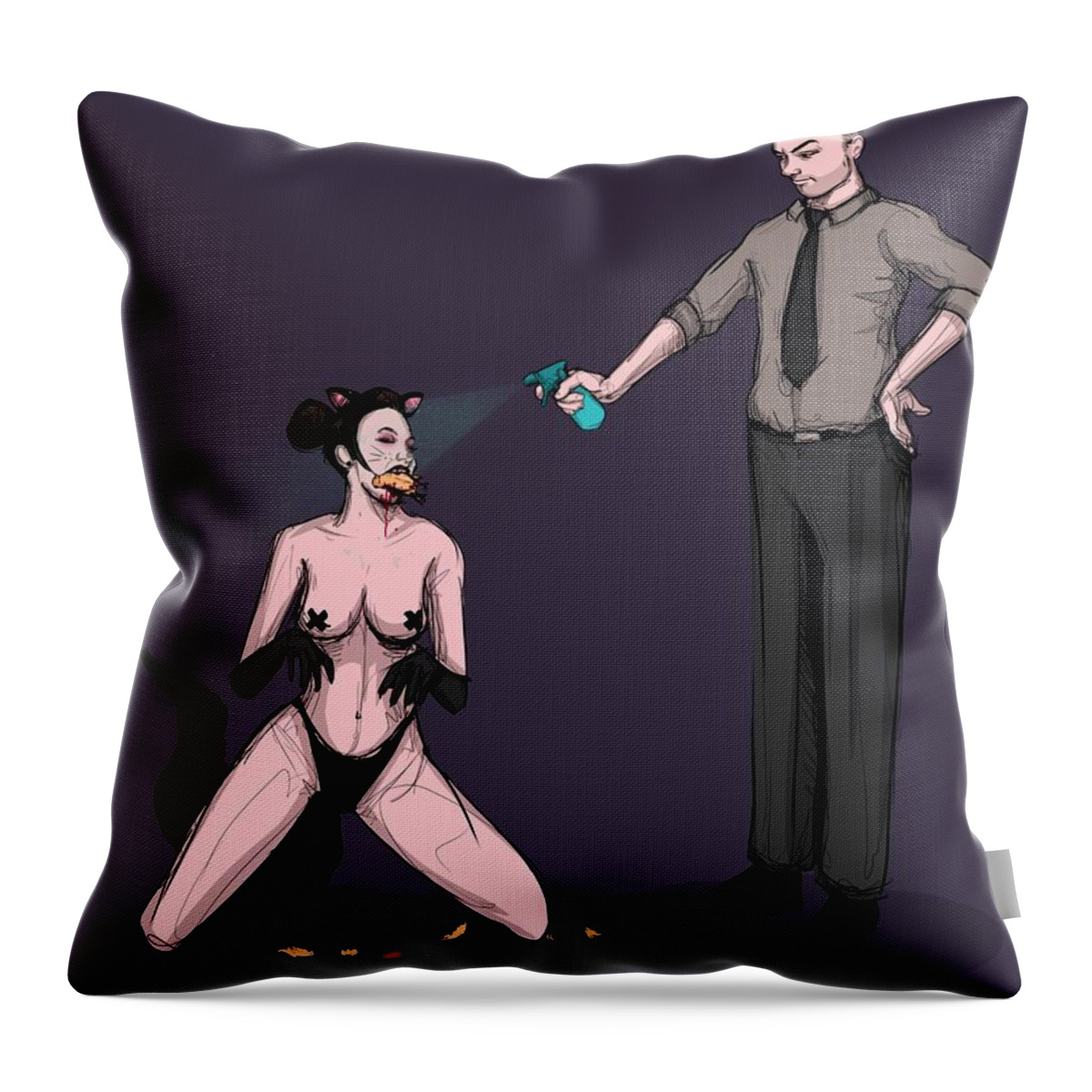Bdsm Throw Pillow featuring the drawing Roleplay by Ludwig Van Bacon