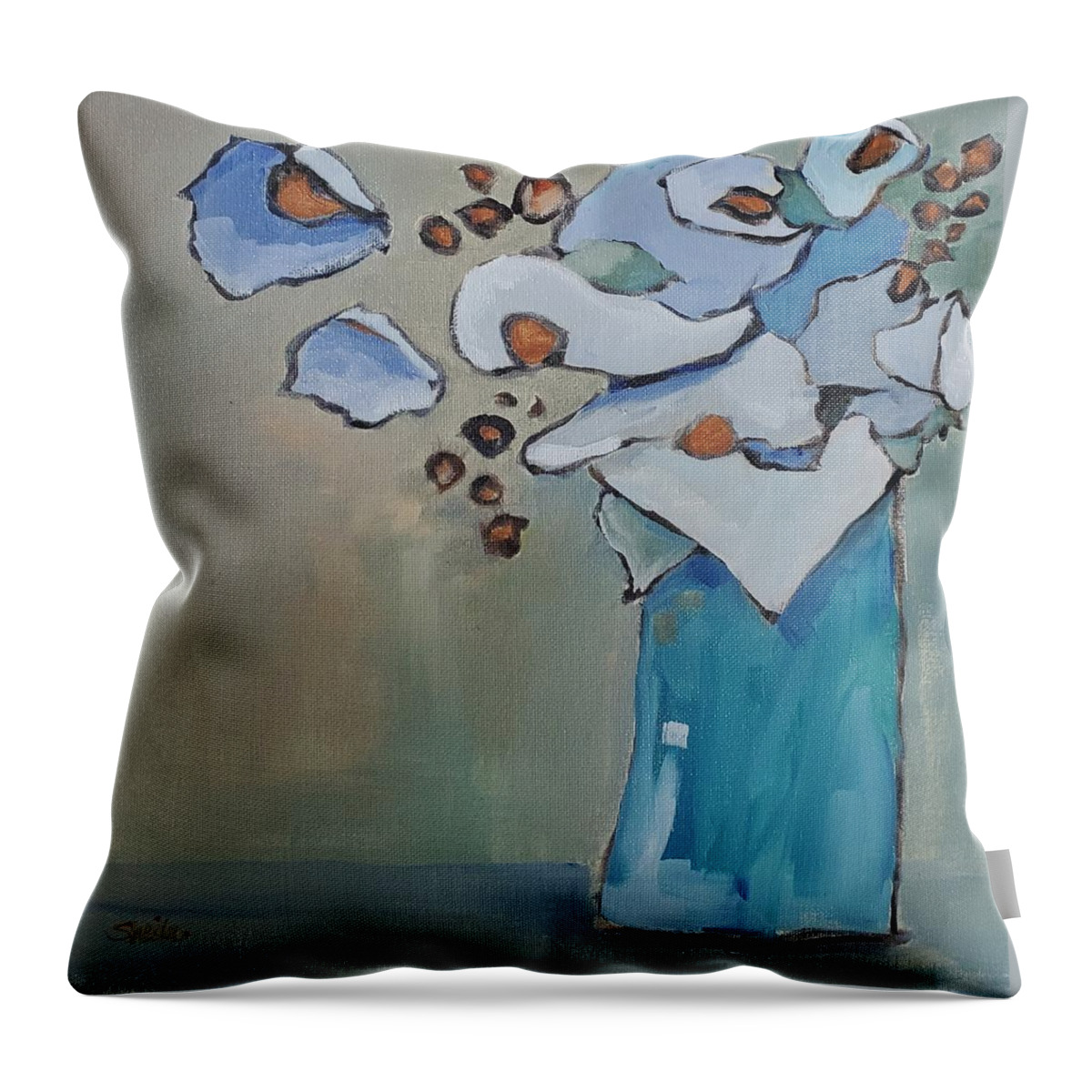 Still Life Throw Pillow featuring the painting Romance on the Beach by Sheila Romard