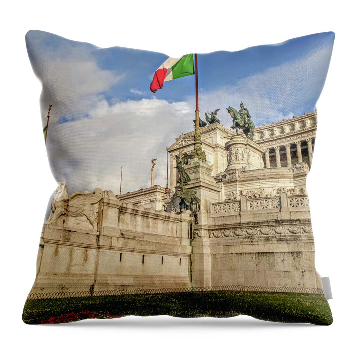 Emmanuel Monument. Rome Throw Pillow featuring the photograph Rome Monument by Yvonne Jasinski