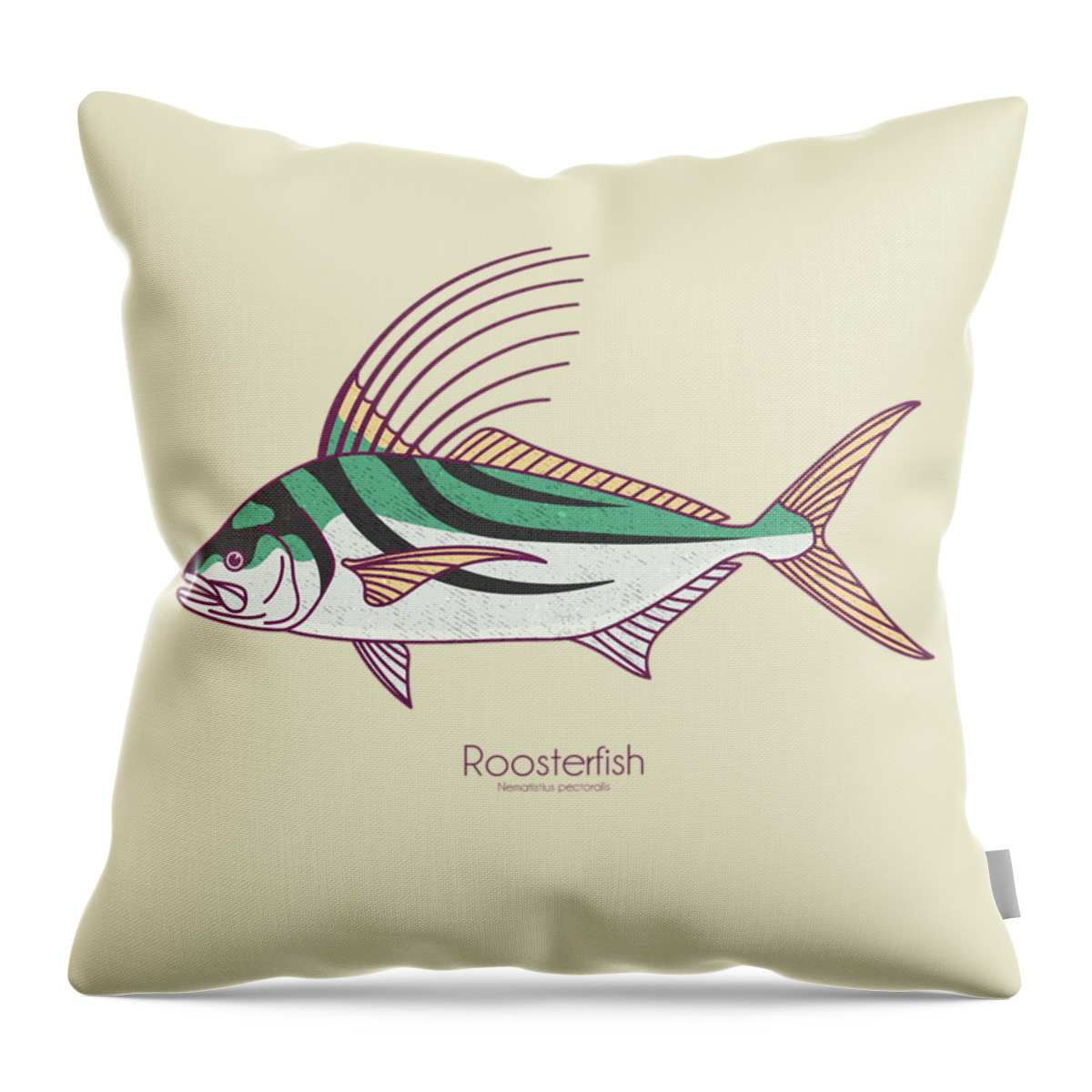 Roosterfsh Throw Pillow featuring the digital art Roosterfish by Kevin Putman