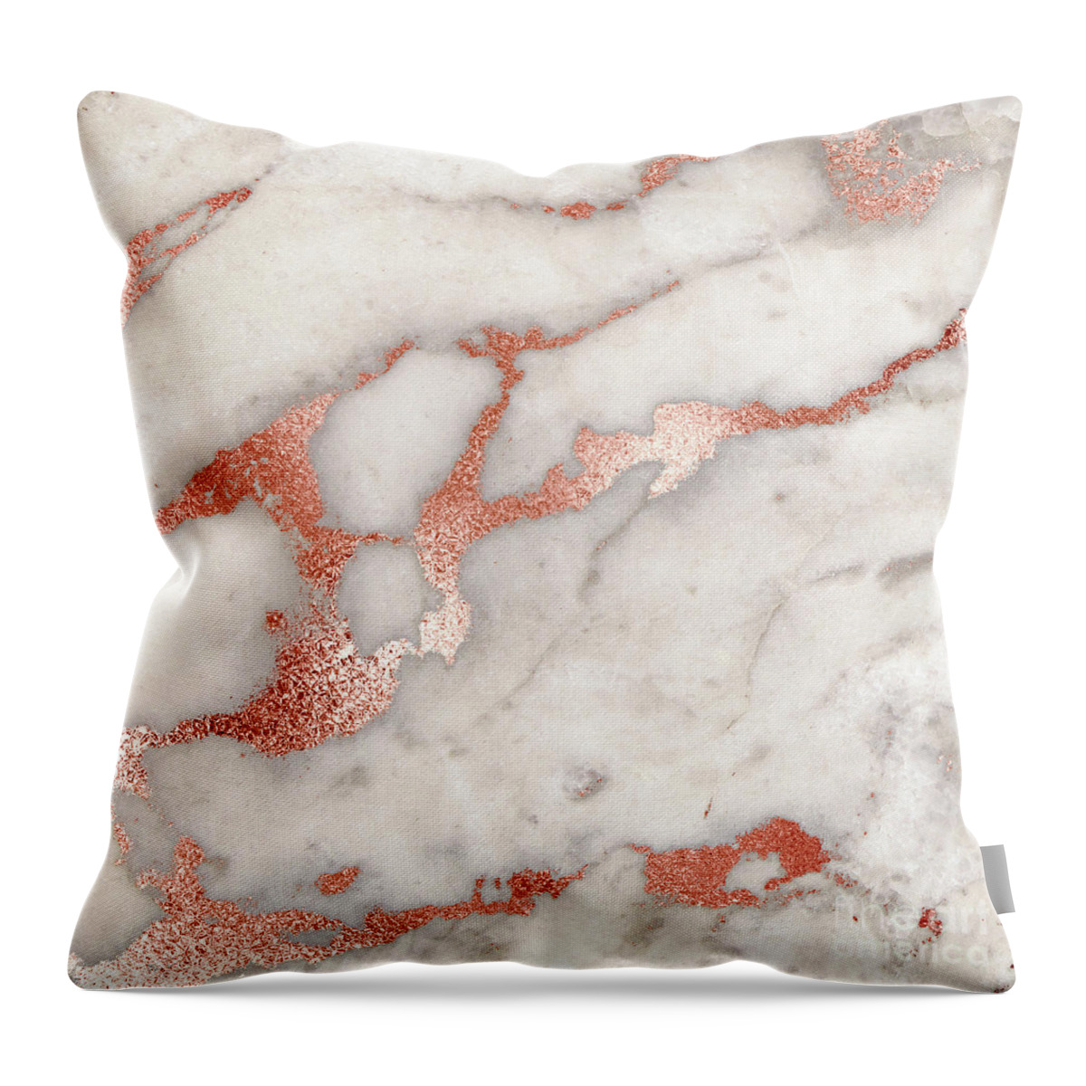 Marble Throw Pillow featuring the painting Rose Gold Marble Blush Pink Copper Metallic Foil by Modern Art