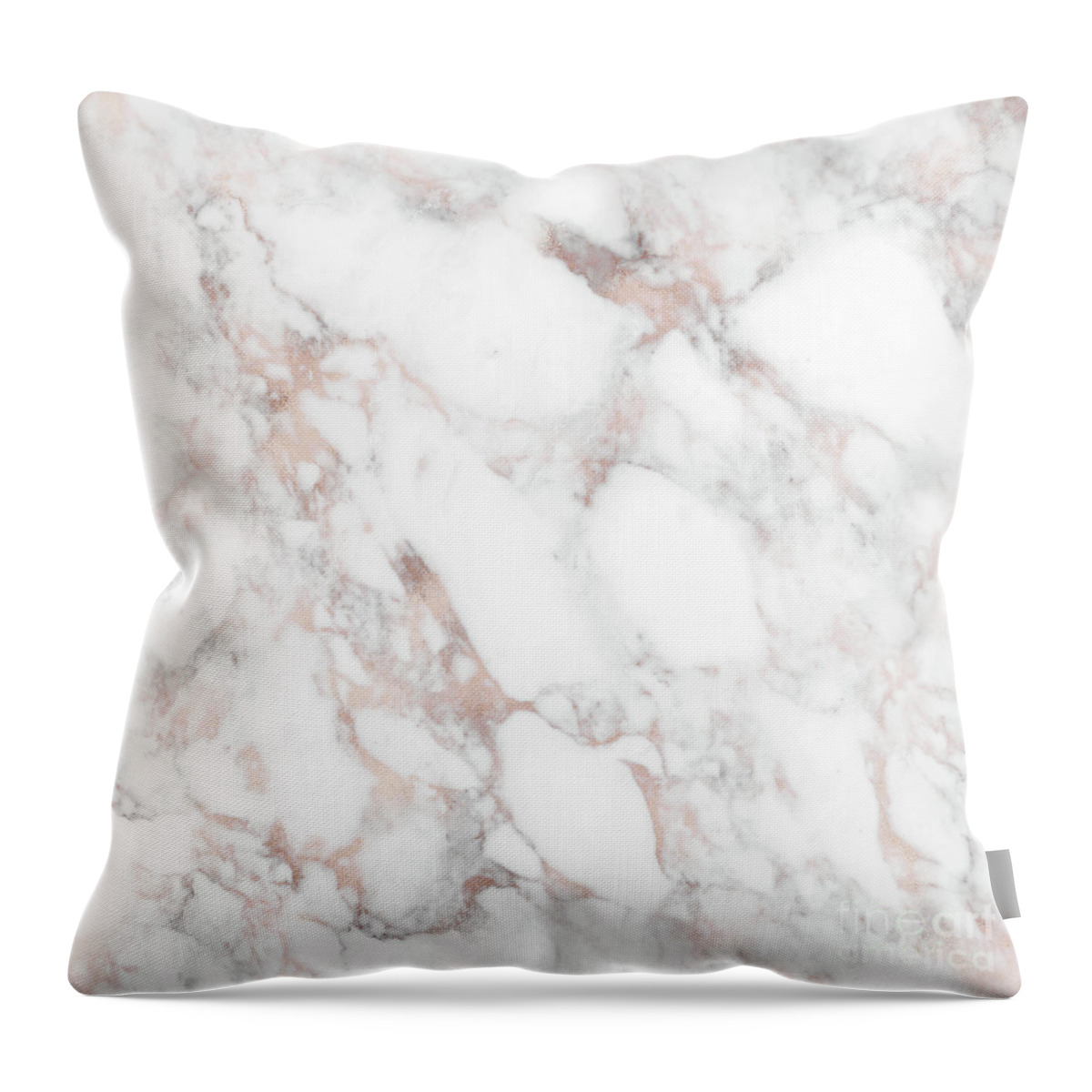 Marble Throw Pillow featuring the painting Rose Gold Marble Blush Pink Metallic Foil by Modern Art
