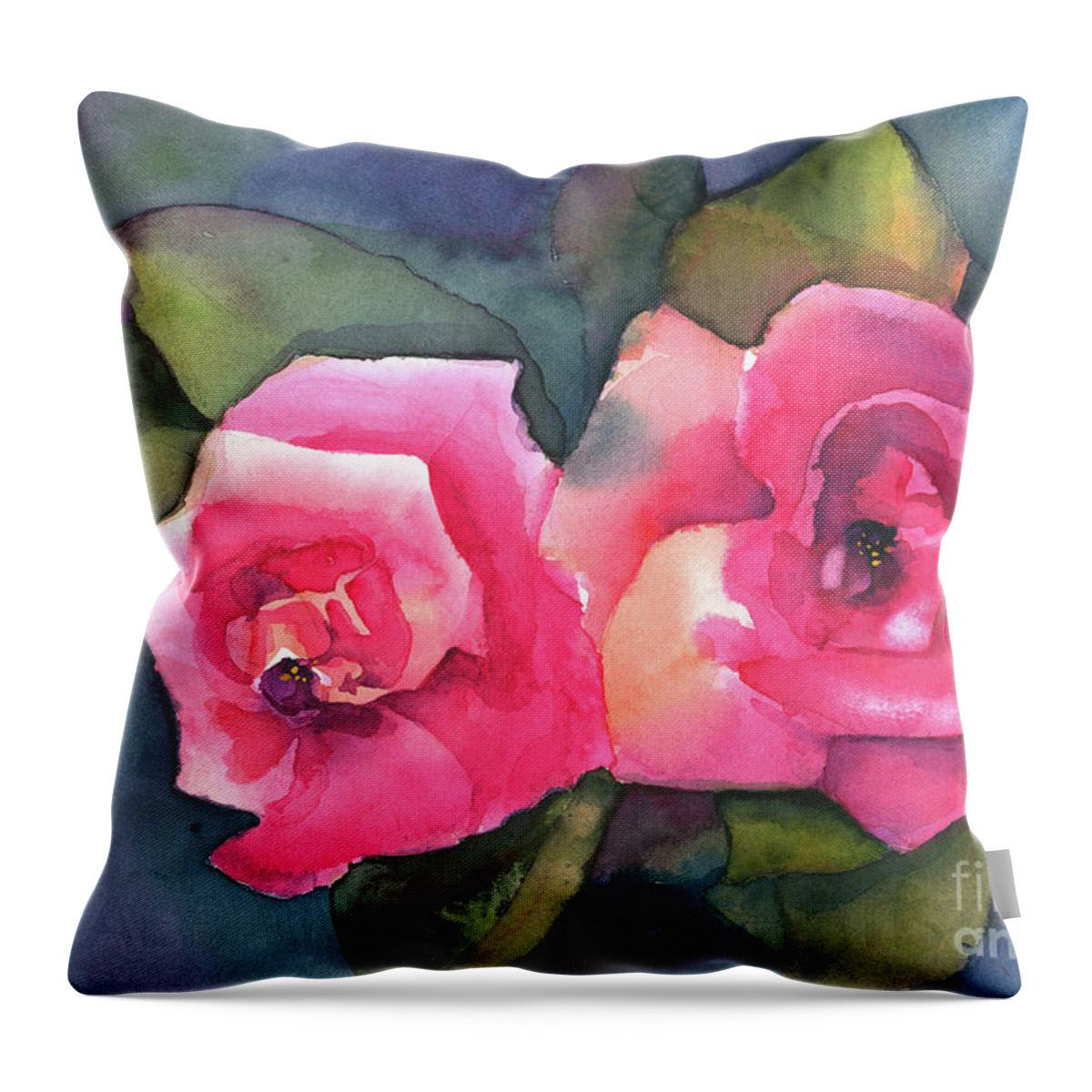 Watercolorartist Throw Pillow featuring the painting Rose Pairing by Lois Blasberg