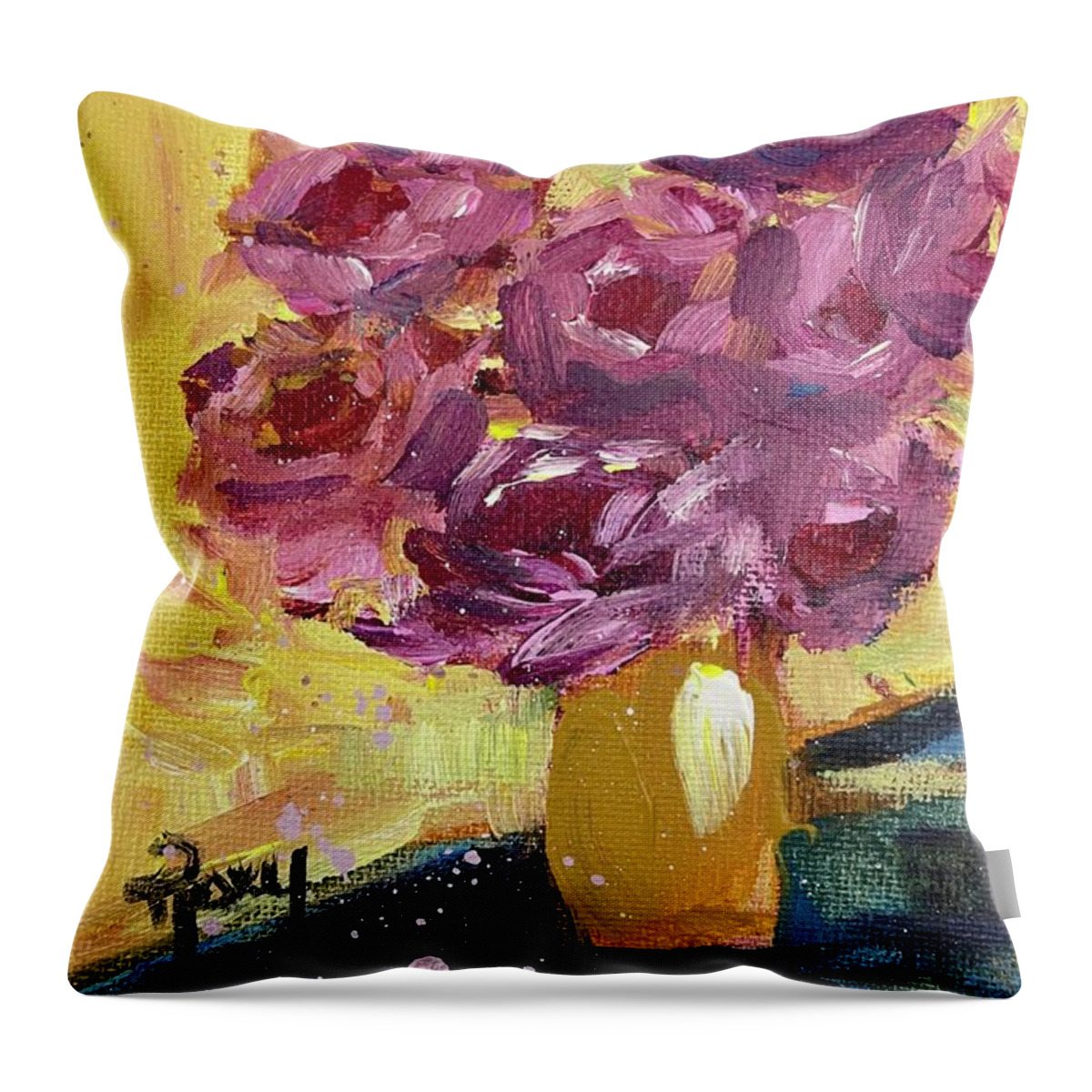 Roses Throw Pillow featuring the painting Roses on a Sunny Day by Roxy Rich