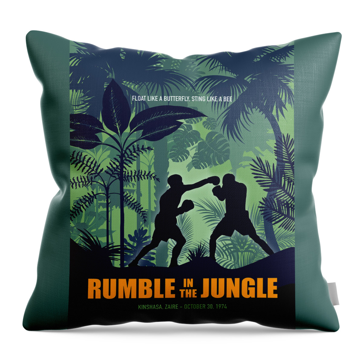 Rumble In The Jungle Throw Pillow featuring the digital art Rumble in the Jungle - Alternative Movie Poster by Movie Poster Boy