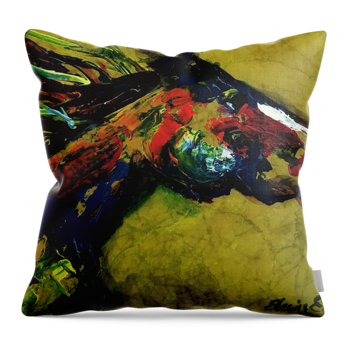 Horses Throw Pillow featuring the painting Running Horse by Elaine Elliott