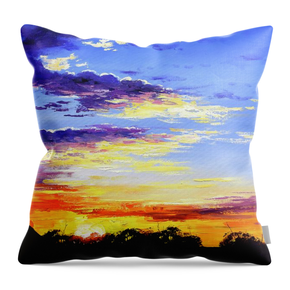 Sunset Throw Pillow featuring the painting Rural bush sunset by Graham Gercken