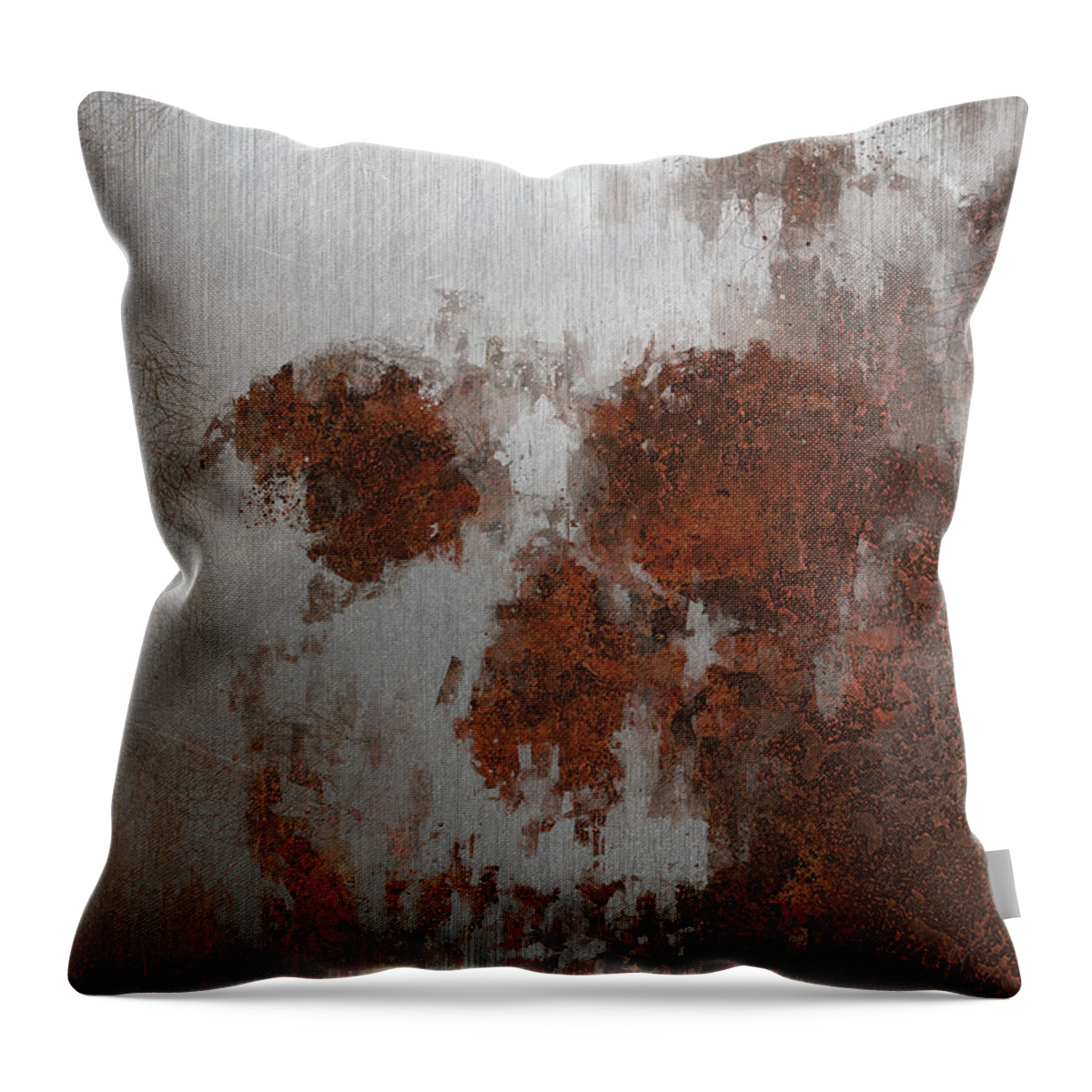 Rust Throw Pillow featuring the mixed media Rust Skull by Vart Studio