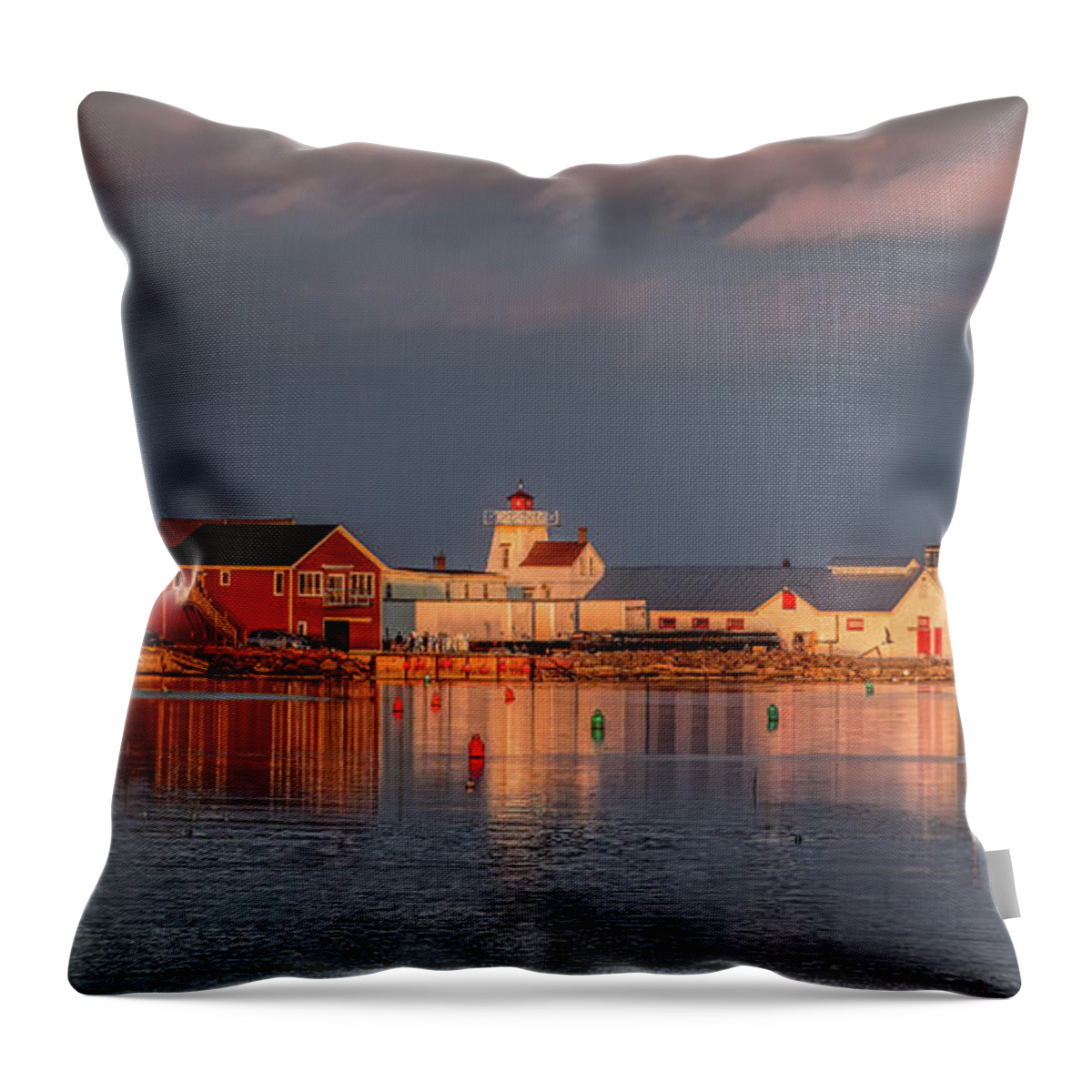 Pei Throw Pillow featuring the photograph Rustico Harbor in the Summer Golden Hour by Marcy Wielfaert