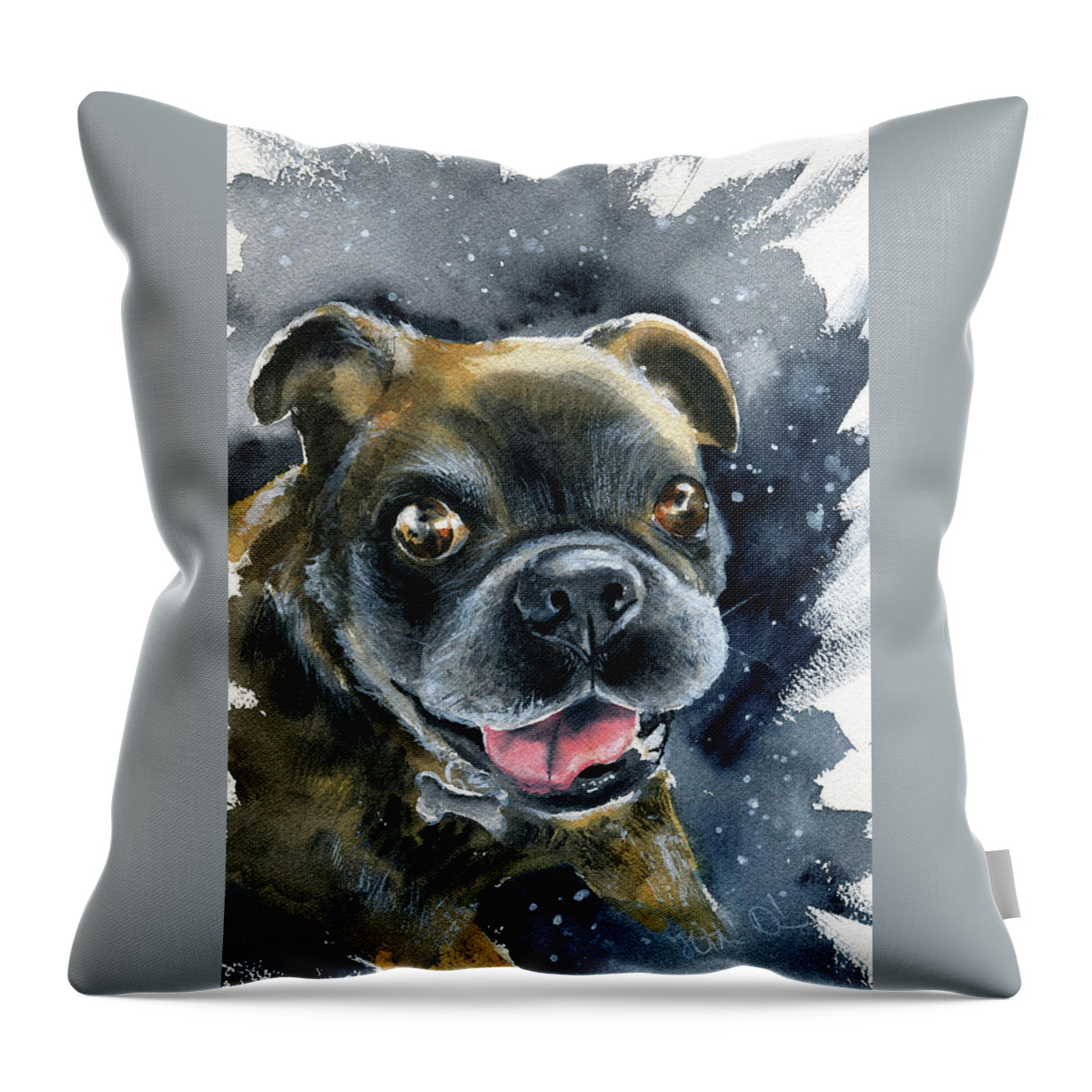 Dog Throw Pillow featuring the painting Rusty Dog Painting by Dora Hathazi Mendes