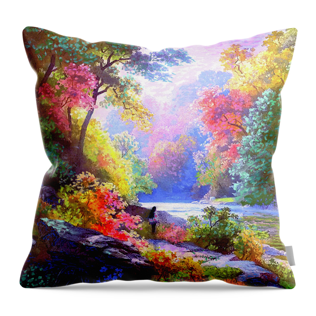 Meditation Throw Pillow featuring the painting Sacred Landscape Meditation by Jane Small
