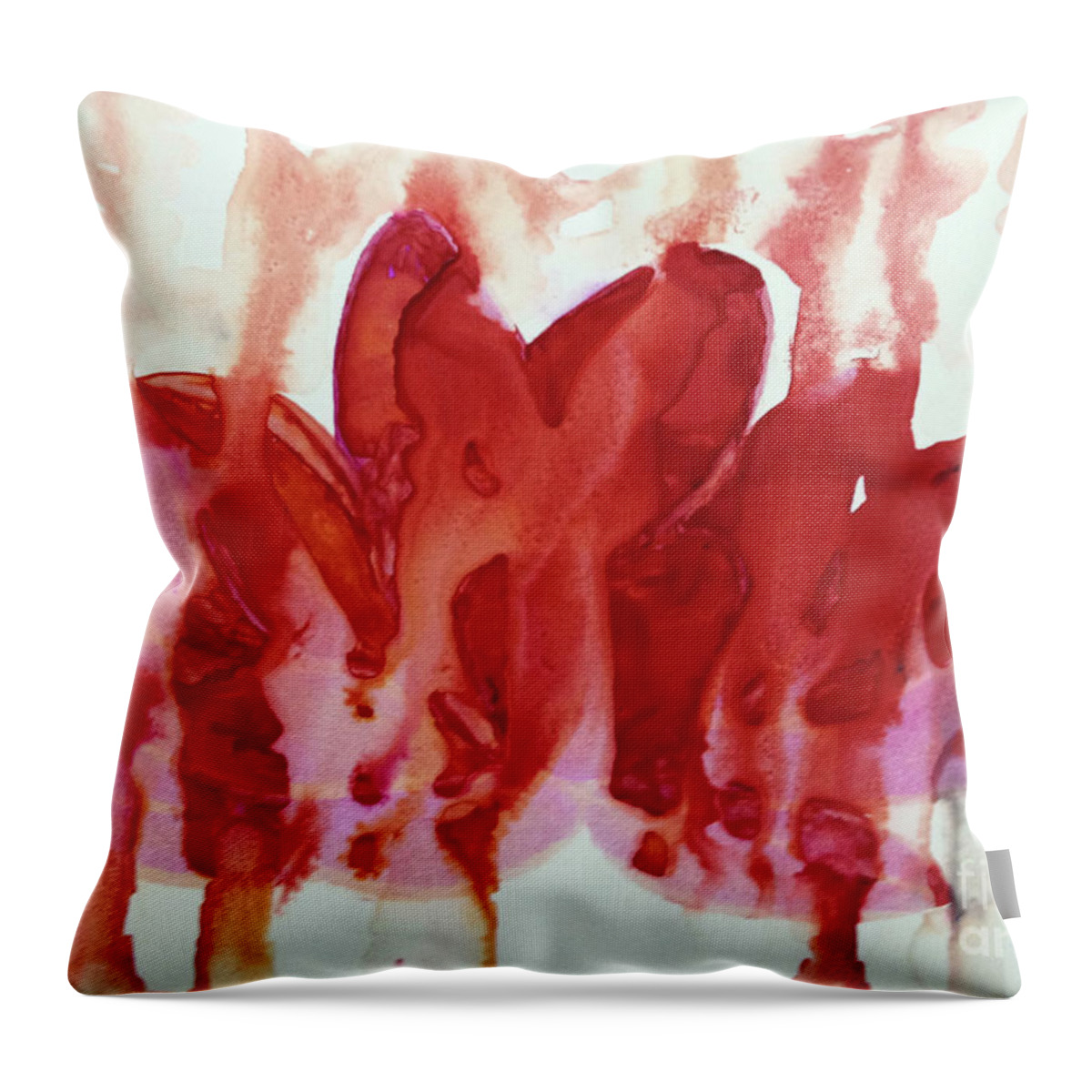 Red Throw Pillow featuring the painting Sacred Lotus by Jeanette Rodriguez