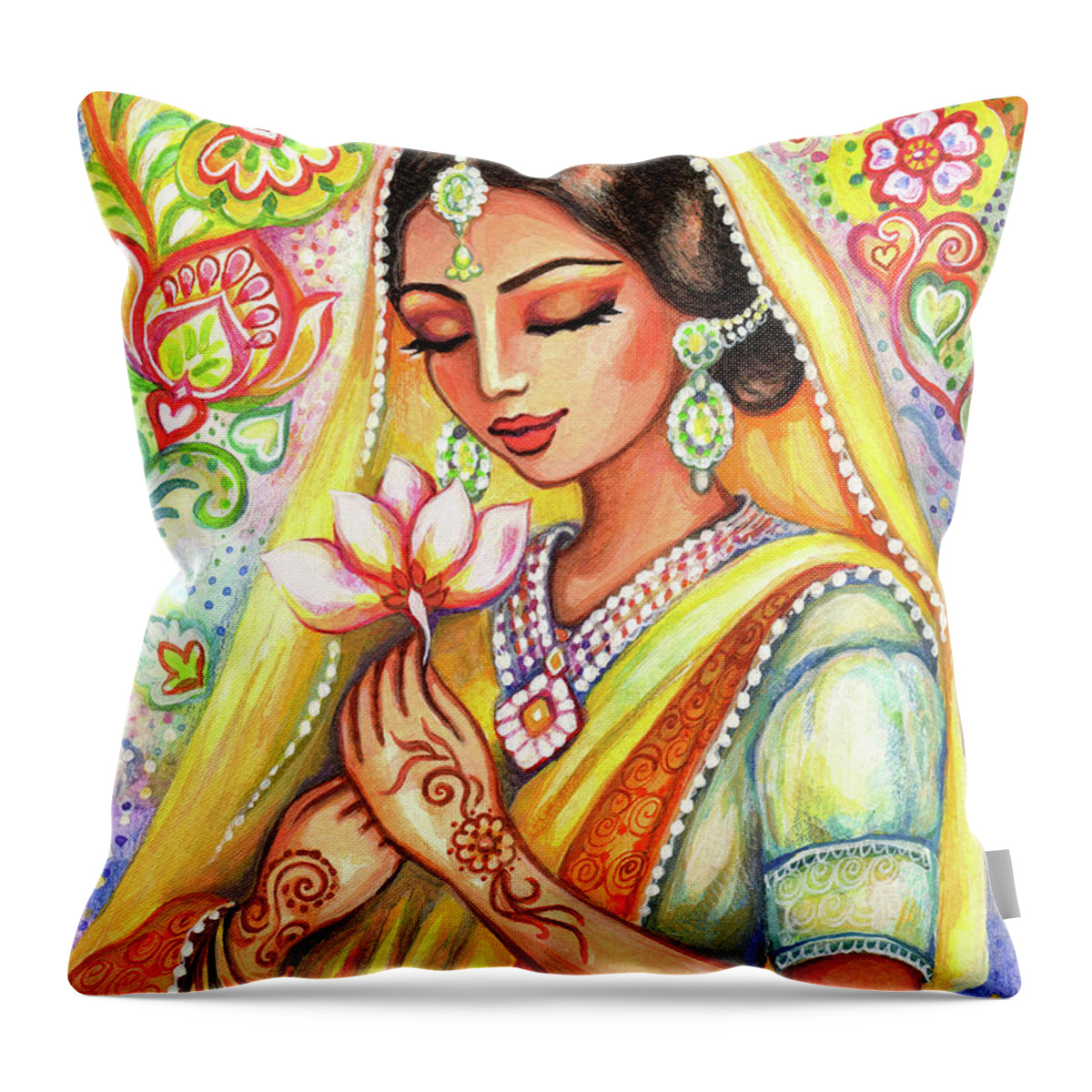 Praying Woman Throw Pillow featuring the painting Sacred Wish by Eva Campbell