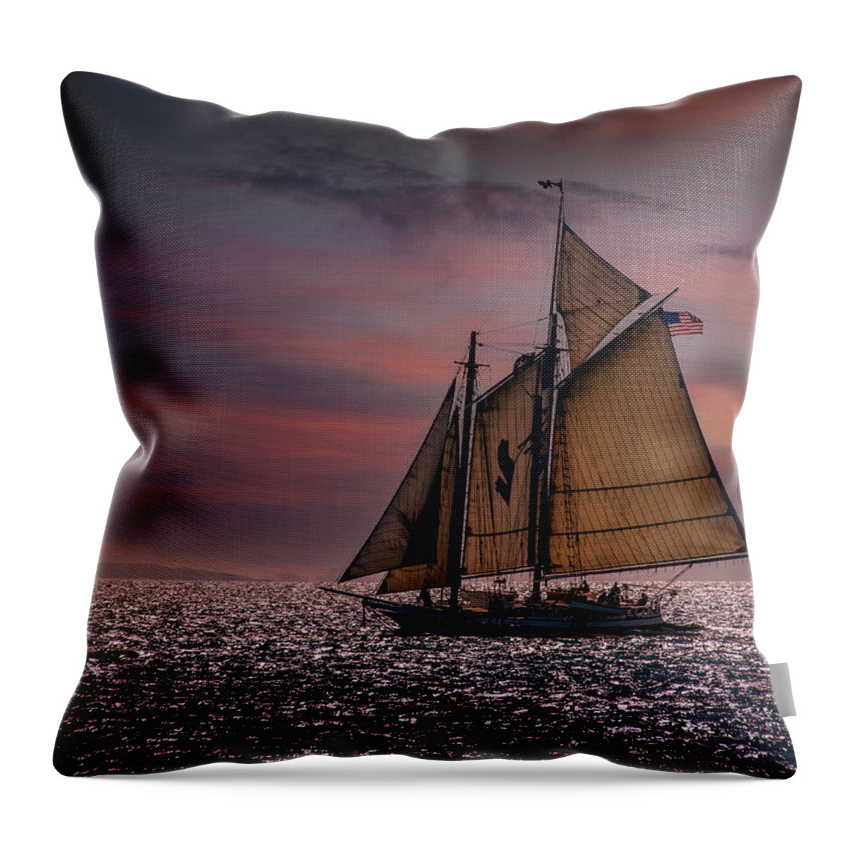 Windjammers Throw Pillow featuring the photograph Sailing at Sunset by Fred LeBlanc