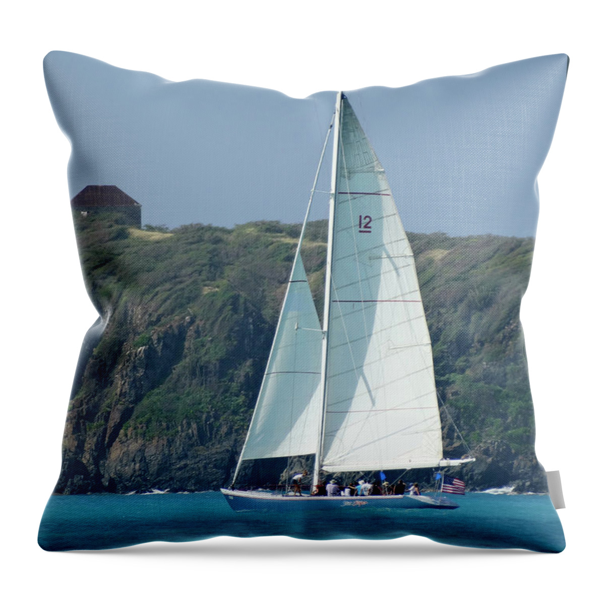 Ocean Scene Throw Pillow featuring the photograph Sailing in St Martin by Mike McGlothlen