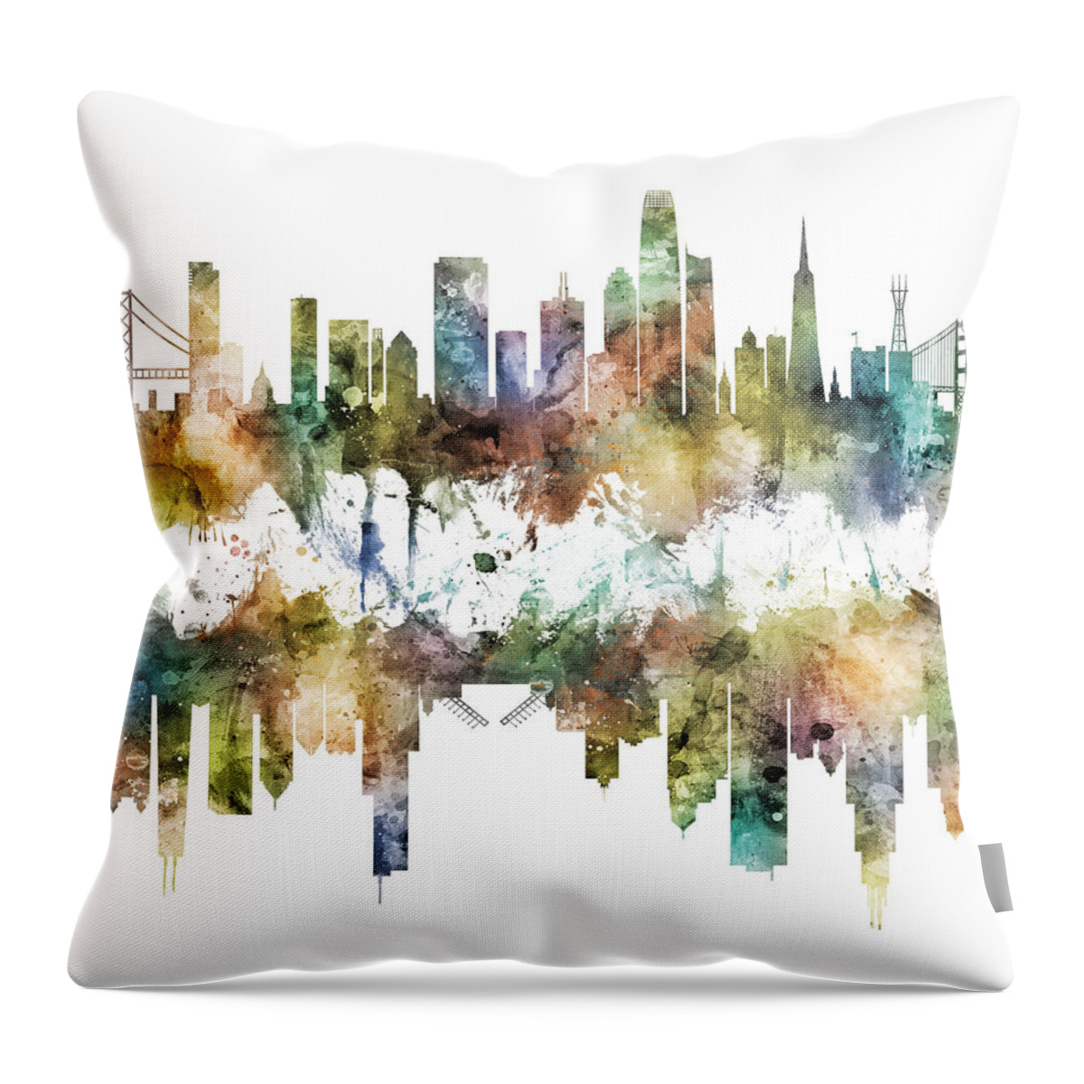 San Francisco Throw Pillow featuring the digital art San Francisco and Chicago Skylines by Michael Tompsett