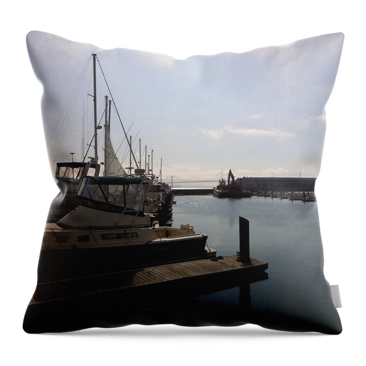 Throw Pillow featuring the photograph San Francisco Docks by Heather E Harman