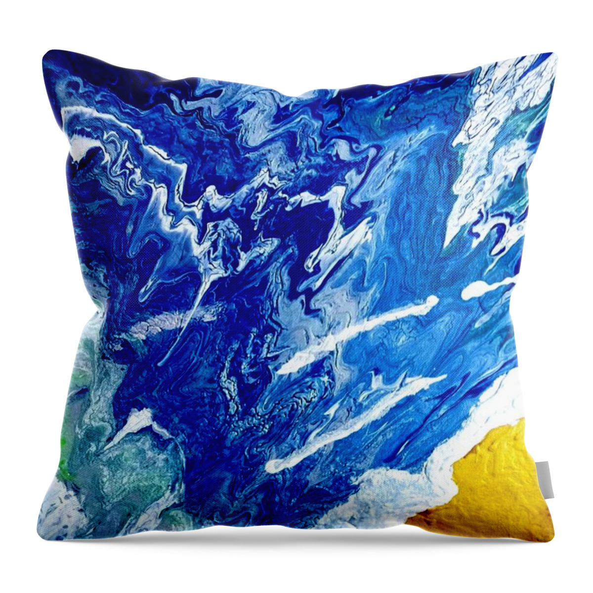 Water Throw Pillow featuring the painting Sand And Surf by Anna Adams