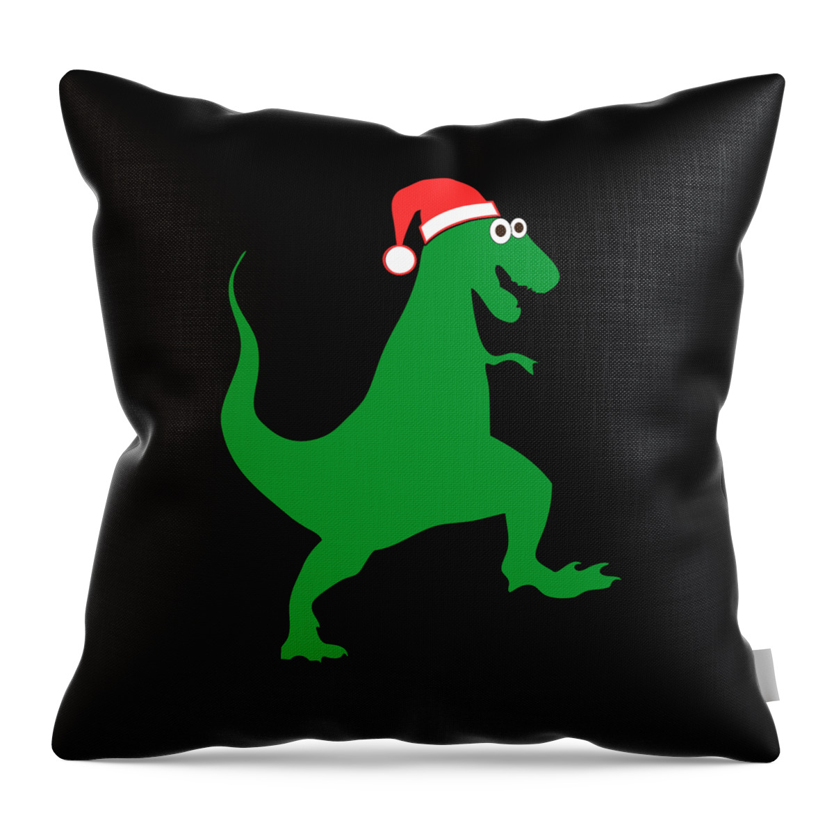Funny Throw Pillow featuring the digital art Santasaurus Santa T-Rex Dinosaur Christmas by Flippin Sweet Gear
