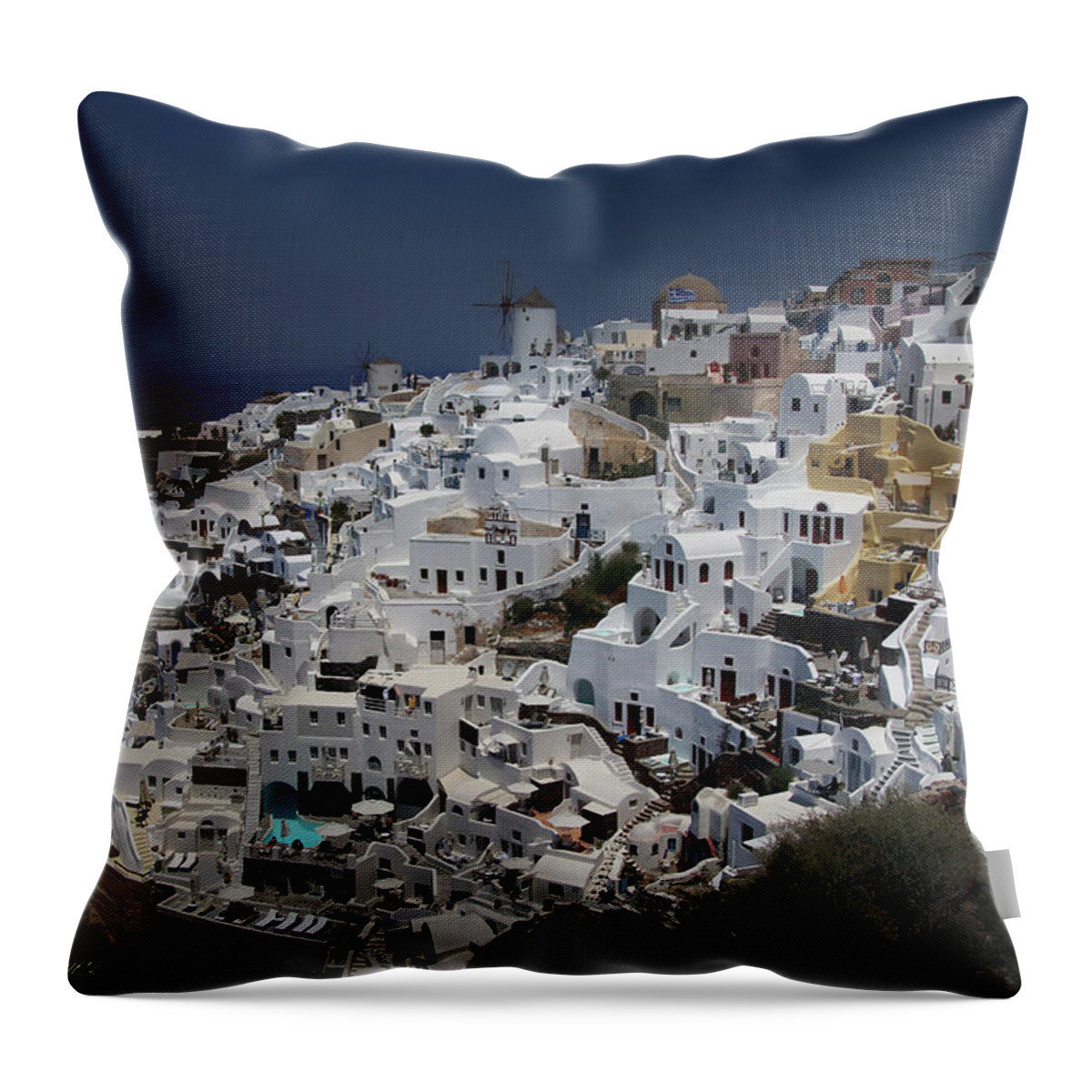Landscape Throw Pillow featuring the photograph Santorini color by Aleksander Rotner