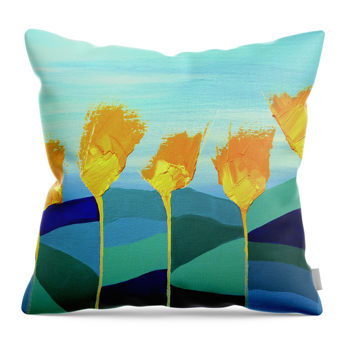 Flower Throw Pillow featuring the mixed media Sassy Garden by Linda Bailey