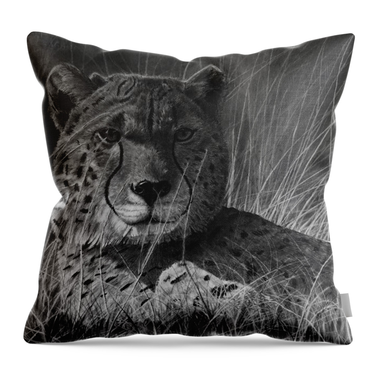 Cheetah Throw Pillow featuring the drawing Savannah by Greg Fox