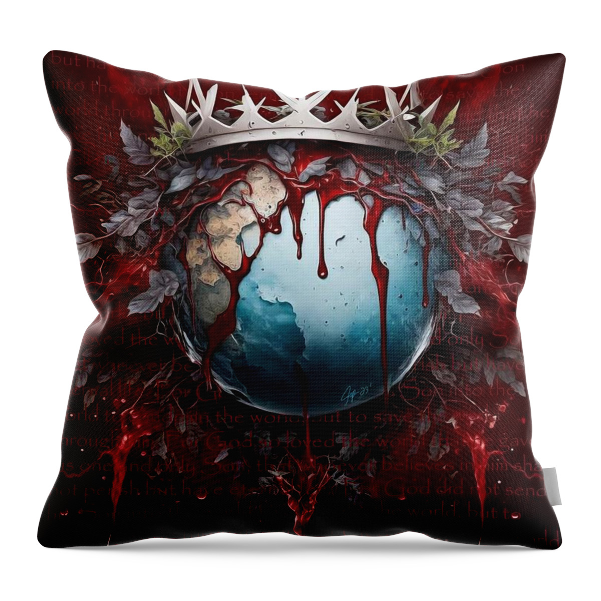 Jen Page Throw Pillow featuring the digital art Savior Of The World by Jennifer Page