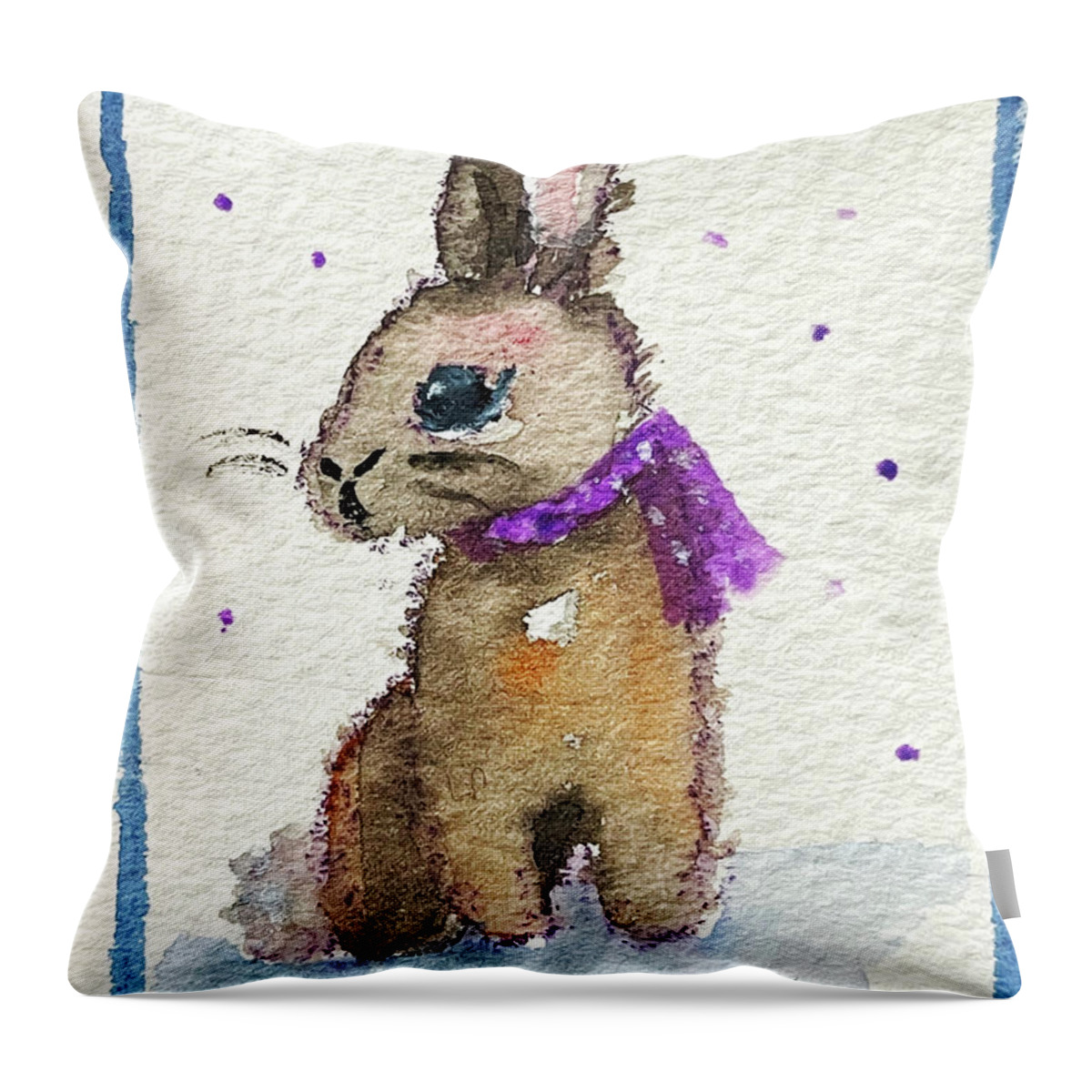 Drunk Bunny Throw Pillow featuring the painting Scarf Bunny by Roxy Rich