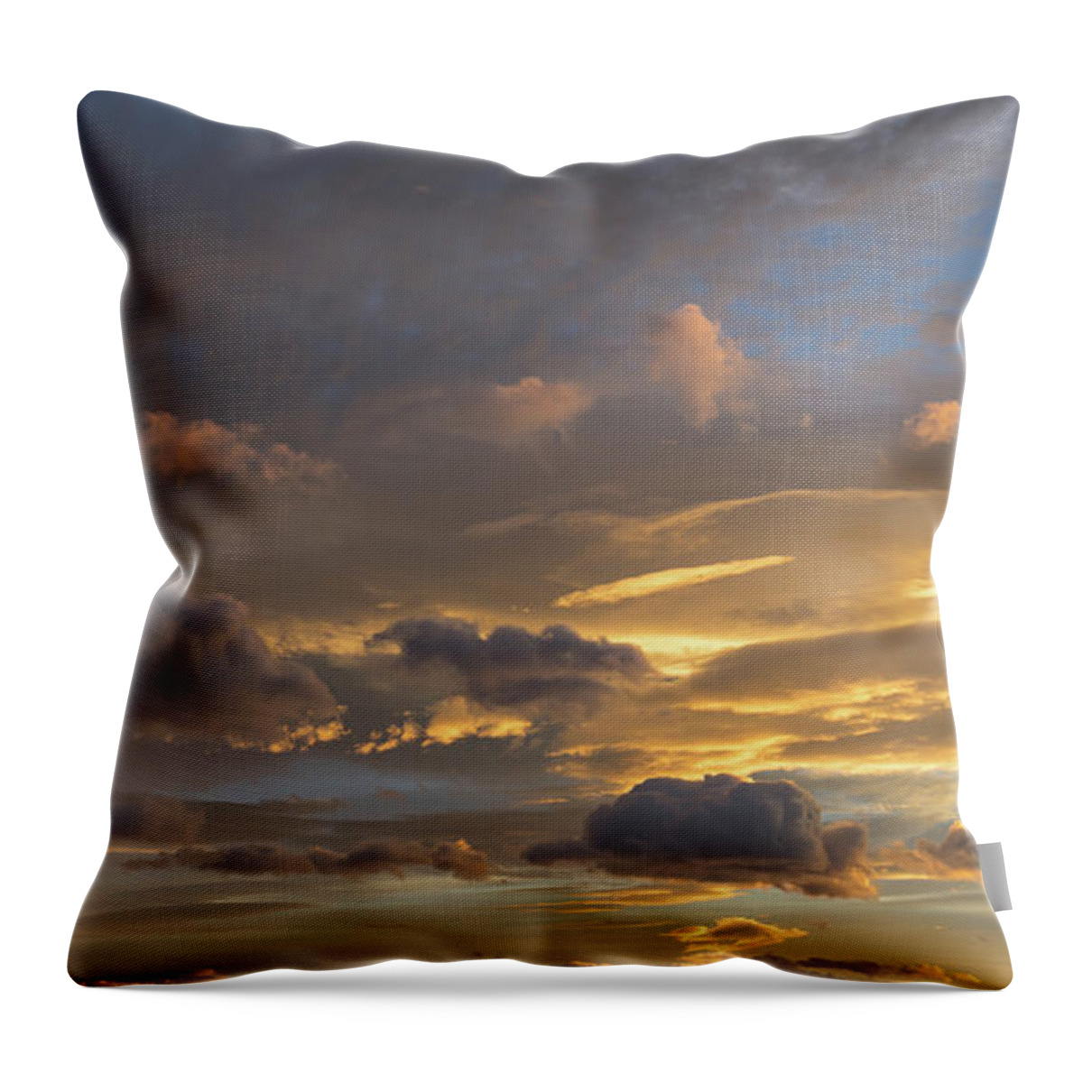 Clouds Throw Pillow featuring the photograph Scenic sunset sky in Calpe by Adriana Mueller