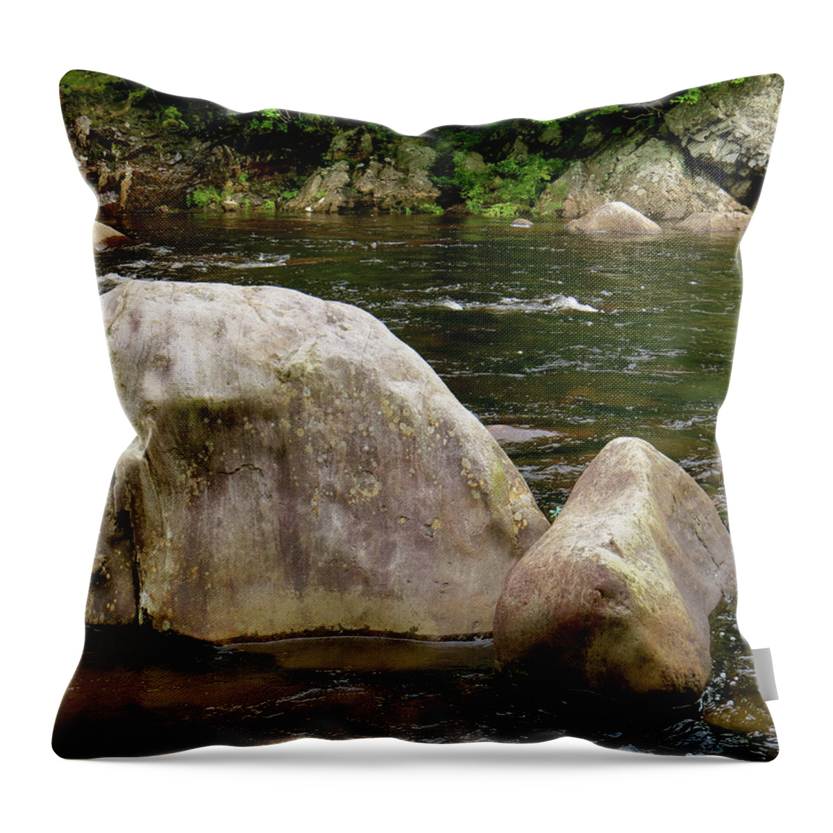 Stream Throw Pillow featuring the photograph Schoharie Rocks by Azthet Photography