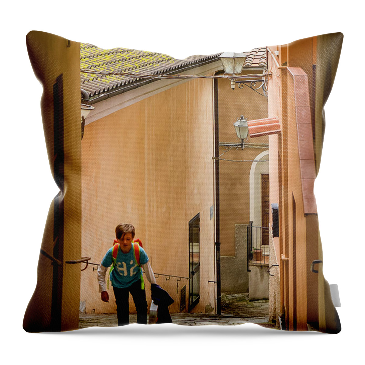 Italy Throw Pillow featuring the photograph School's out by Robert Miller