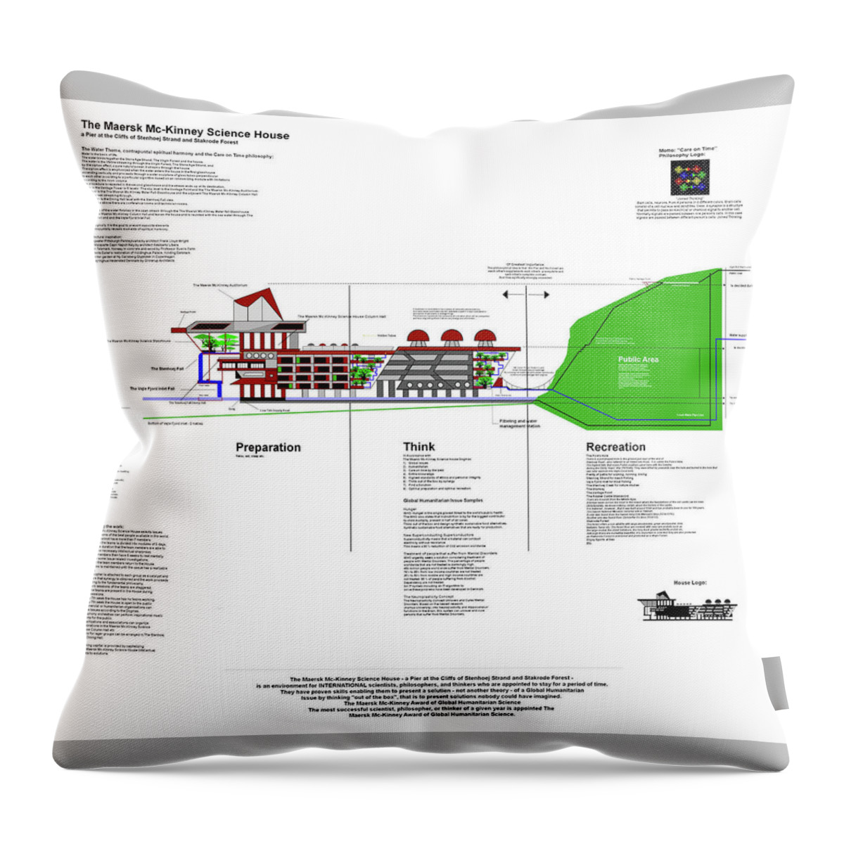 Science House Throw Pillow featuring the mixed media Science house by Asbjorn Lonvig