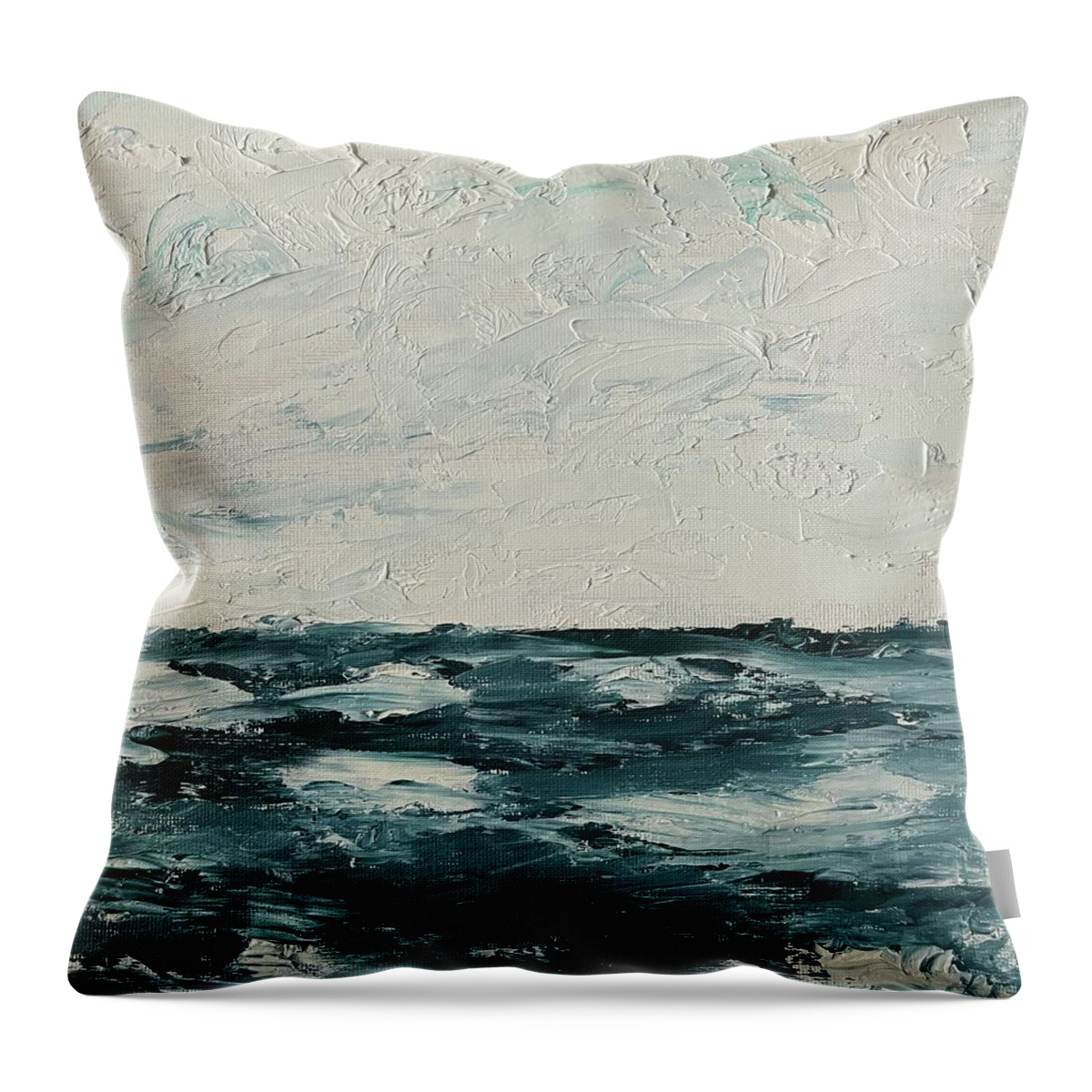 Oil Painting Throw Pillow featuring the painting Sea and Sky by Lisa White