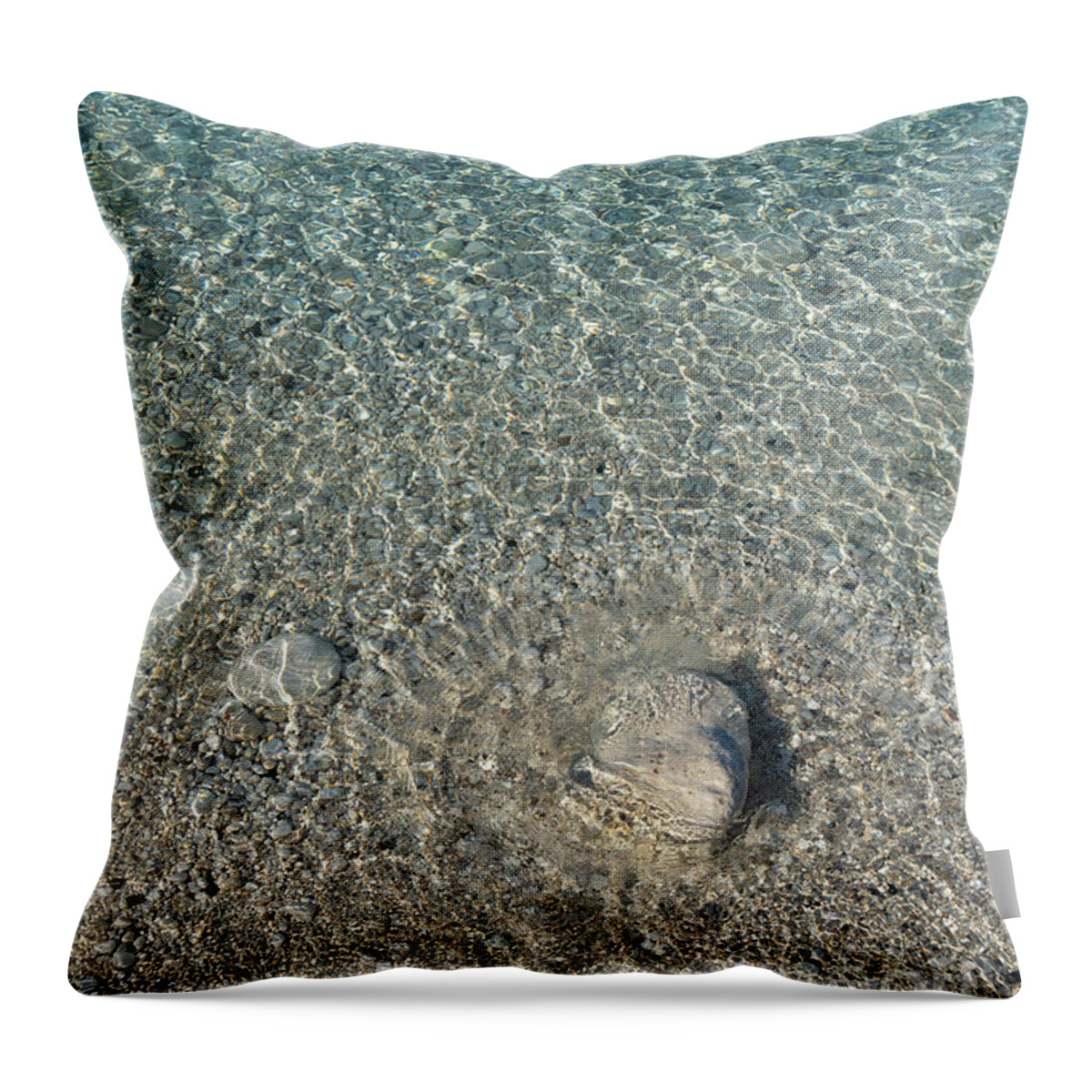 Mediterranean Throw Pillow featuring the photograph Sea water, gentle waves and sunlight by Adriana Mueller