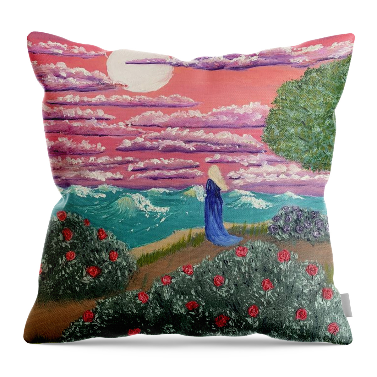 Sea Throw Pillow featuring the painting Searching by Lisa White