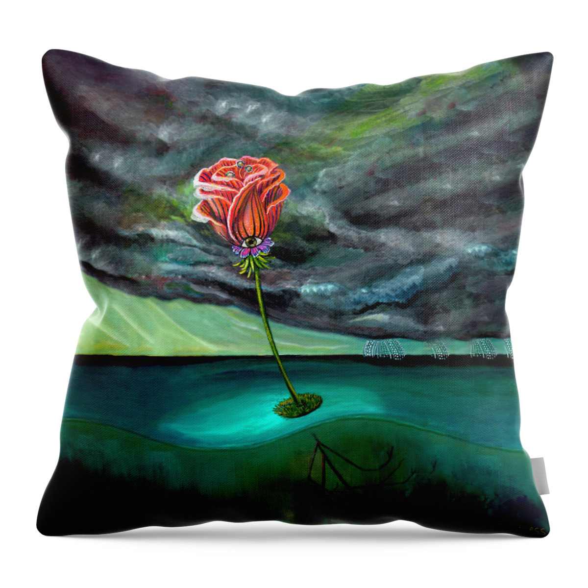 Optimistic Throw Pillow featuring the painting Searching by Mindy Huntress