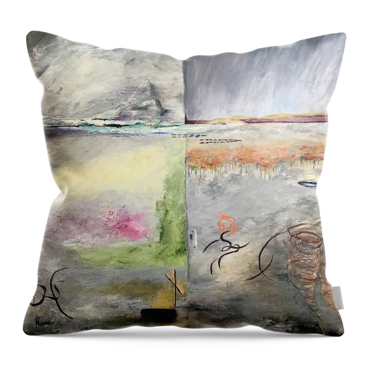 Seasons Throw Pillow featuring the painting Seasons by Deborah Naves