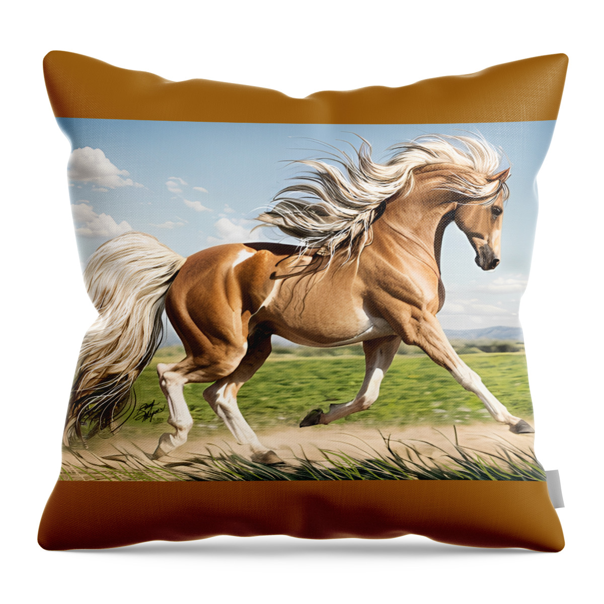 Art Of The Horse Throw Pillow featuring the digital art Seattle Joyful Horse by Stacey Mayer