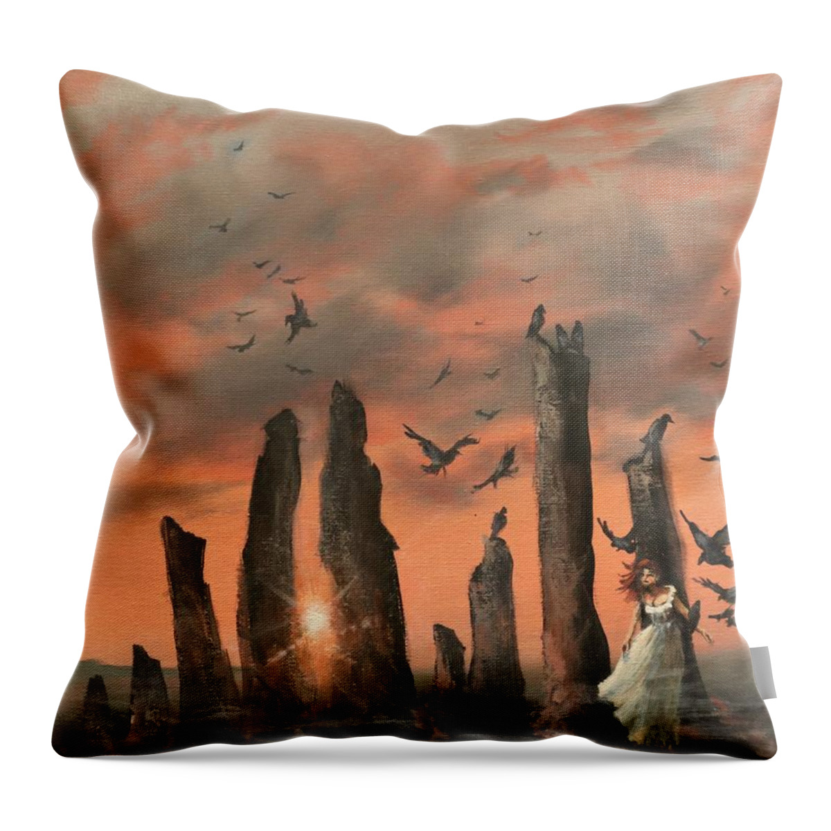 Callanish Stones Throw Pillow featuring the painting Secret of the Stones by Tom Shropshire