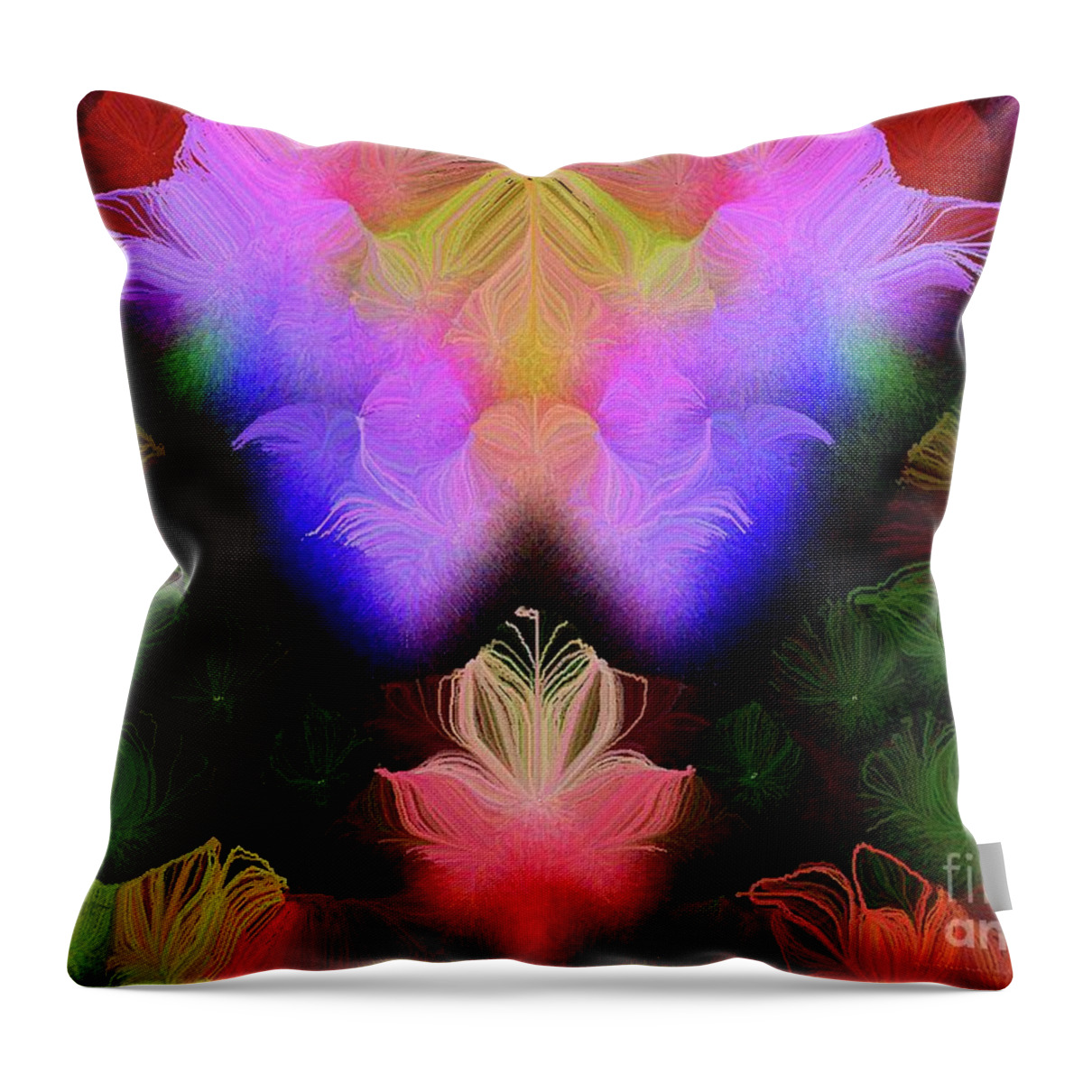 Secrets Throw Pillow featuring the digital art Secrets of the Meadow in the Mist Number 2 by Aberjhani