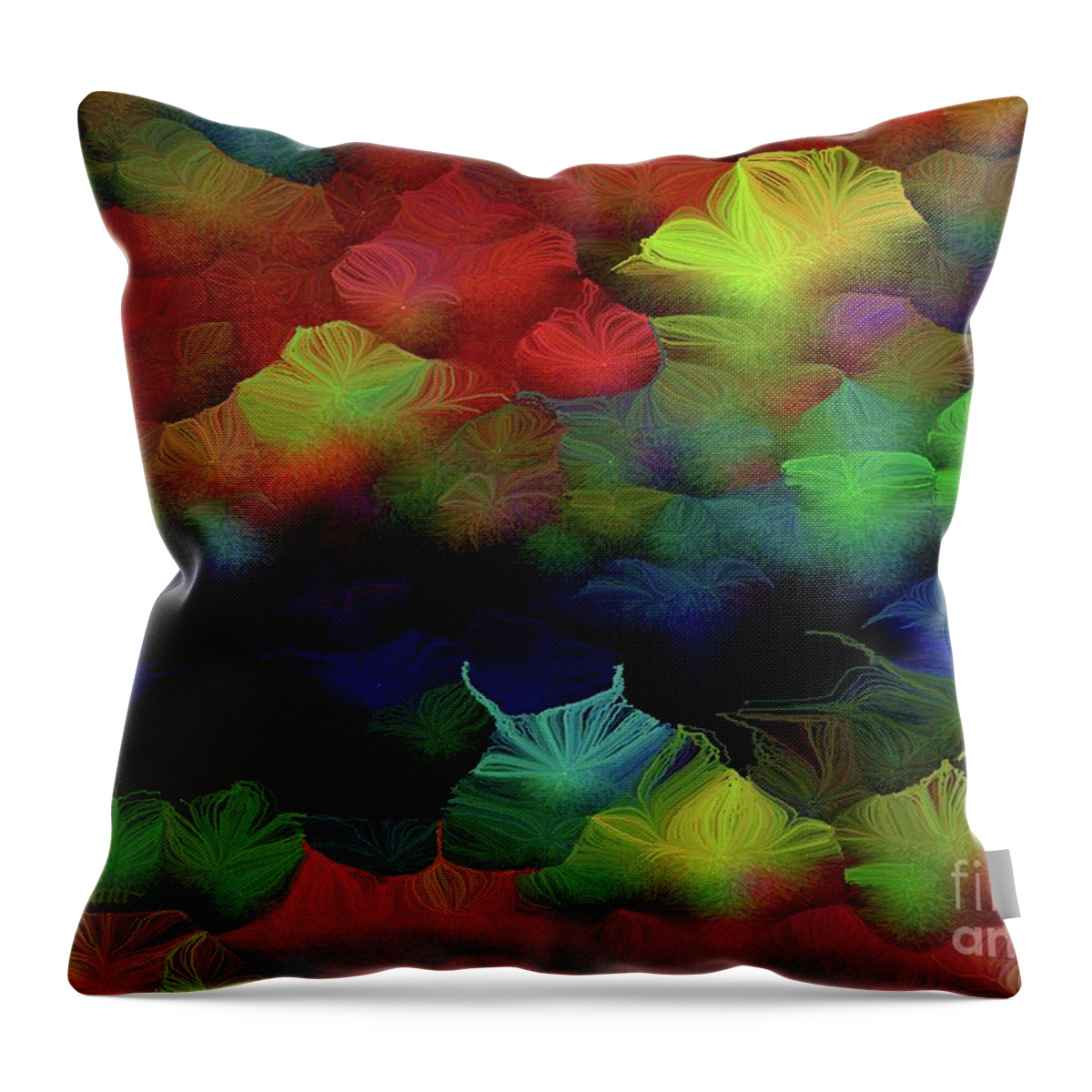Secrets Throw Pillow featuring the painting Secrets of the Meadow in the Mist Number 3 by Aberjhani
