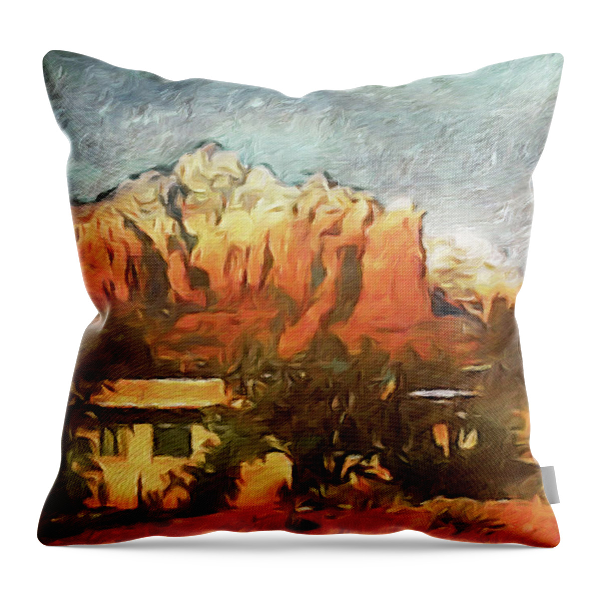 Sedona Throw Pillow featuring the painting Sedona by Susan Maxwell Schmidt
