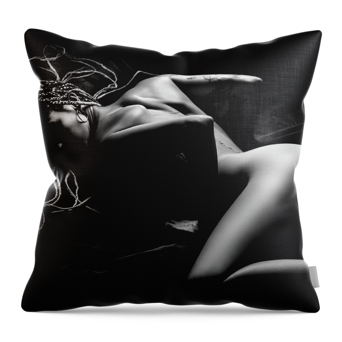Woman Throw Pillow featuring the photograph Sensual Nude Woman 3 by Johan Swanepoel