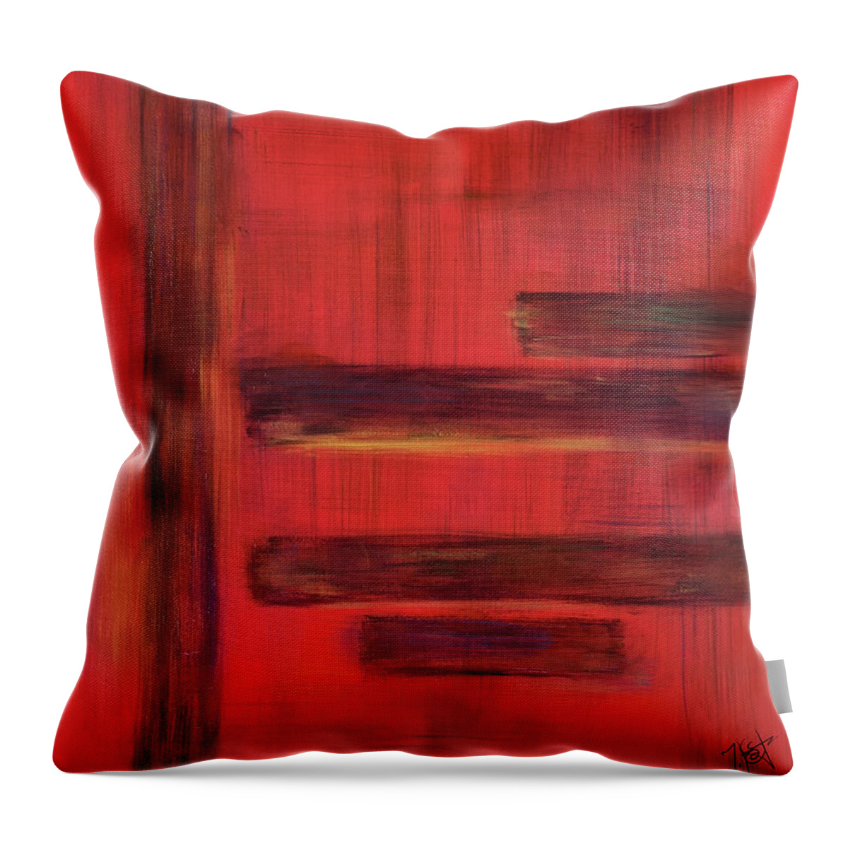 Abstract Throw Pillow featuring the painting Serenity by Tes Scholtz