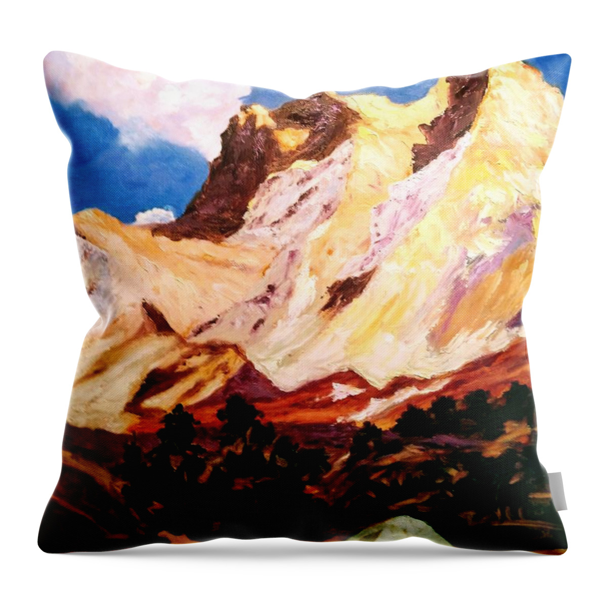 Settlers Throw Pillow featuring the painting Settlers by Ray Khalife