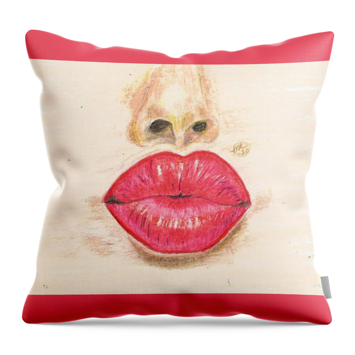 Sexy Red Lips Throw Pillow featuring the painting Sexy Red Lips by Monica Resinger