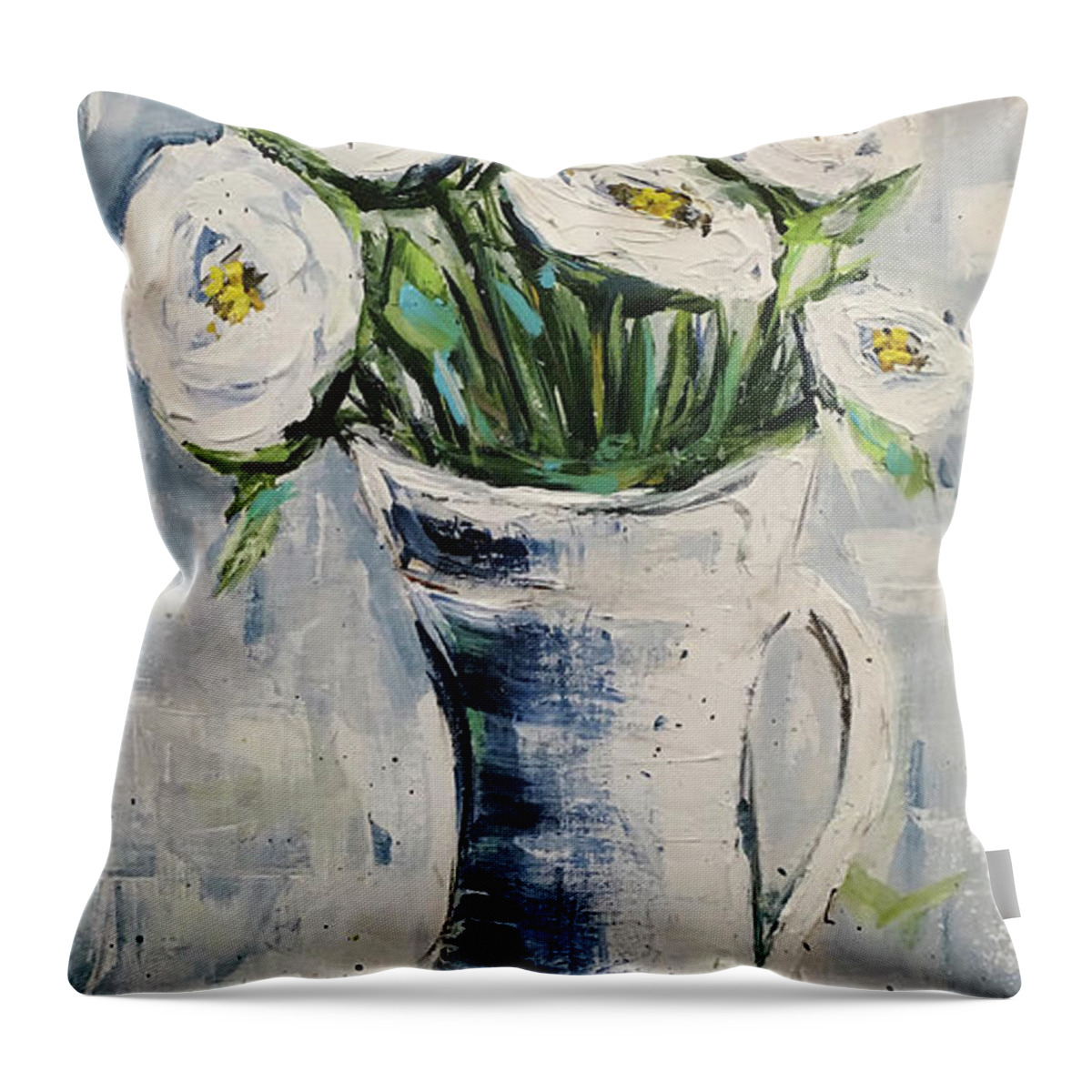 Roses Throw Pillow featuring the painting Shabby Roses 2 by Roxy Rich